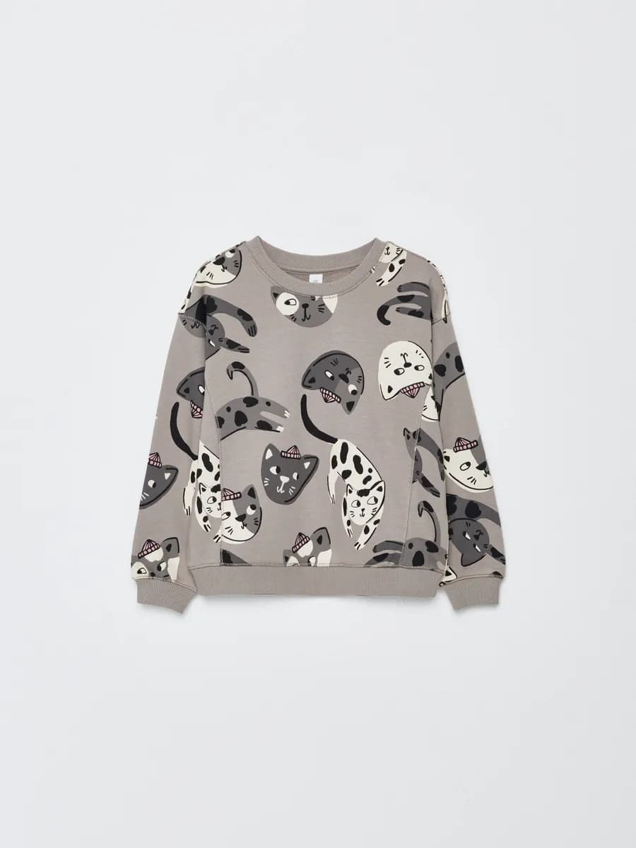 Свитшот оверсайз с принтом без начеса