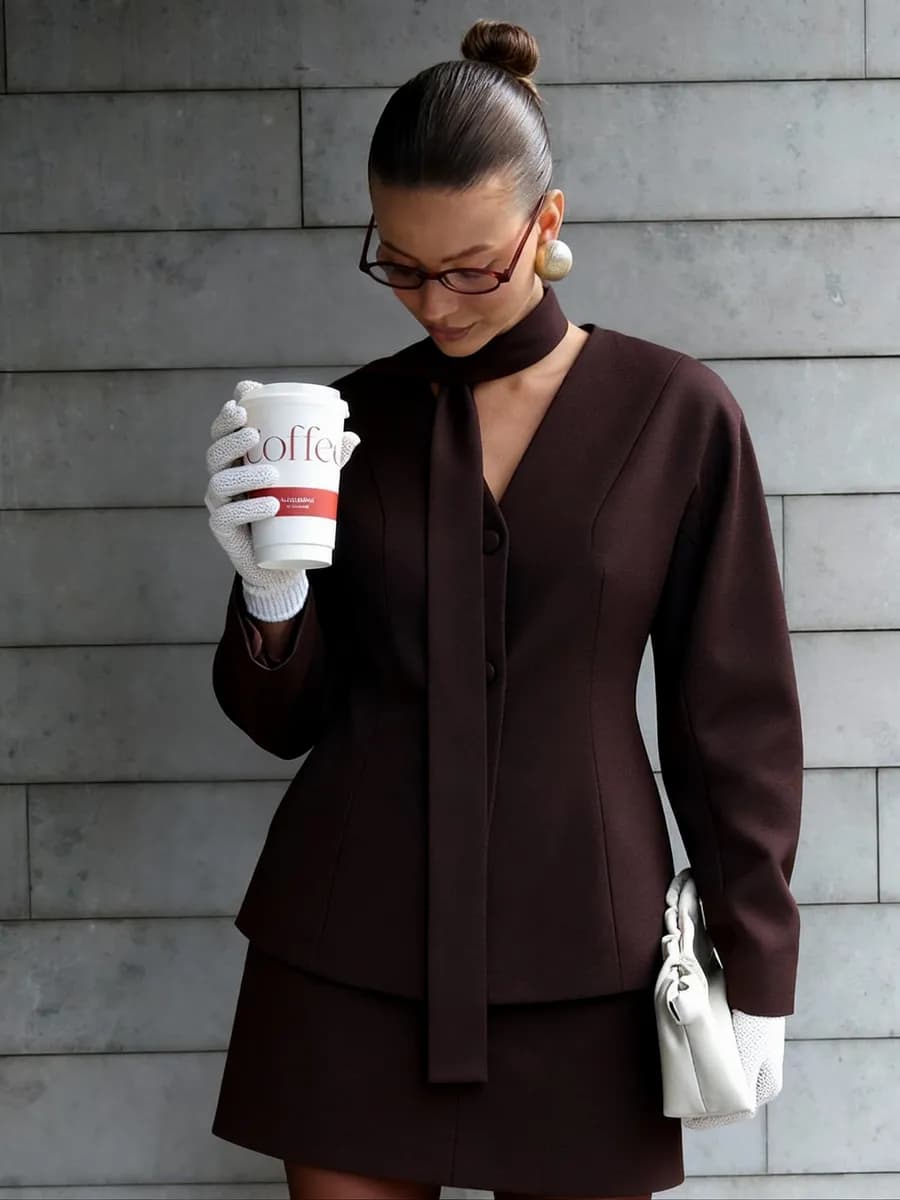 Пиджак приталенный с объемными рукавами