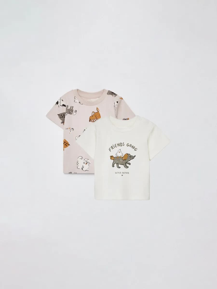 Футболки трикотажные с принтом хлопок набор, 2 шт