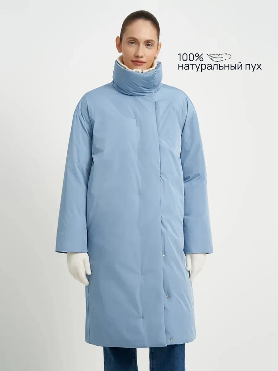 Пуховик длинный с натуральным утеплителем