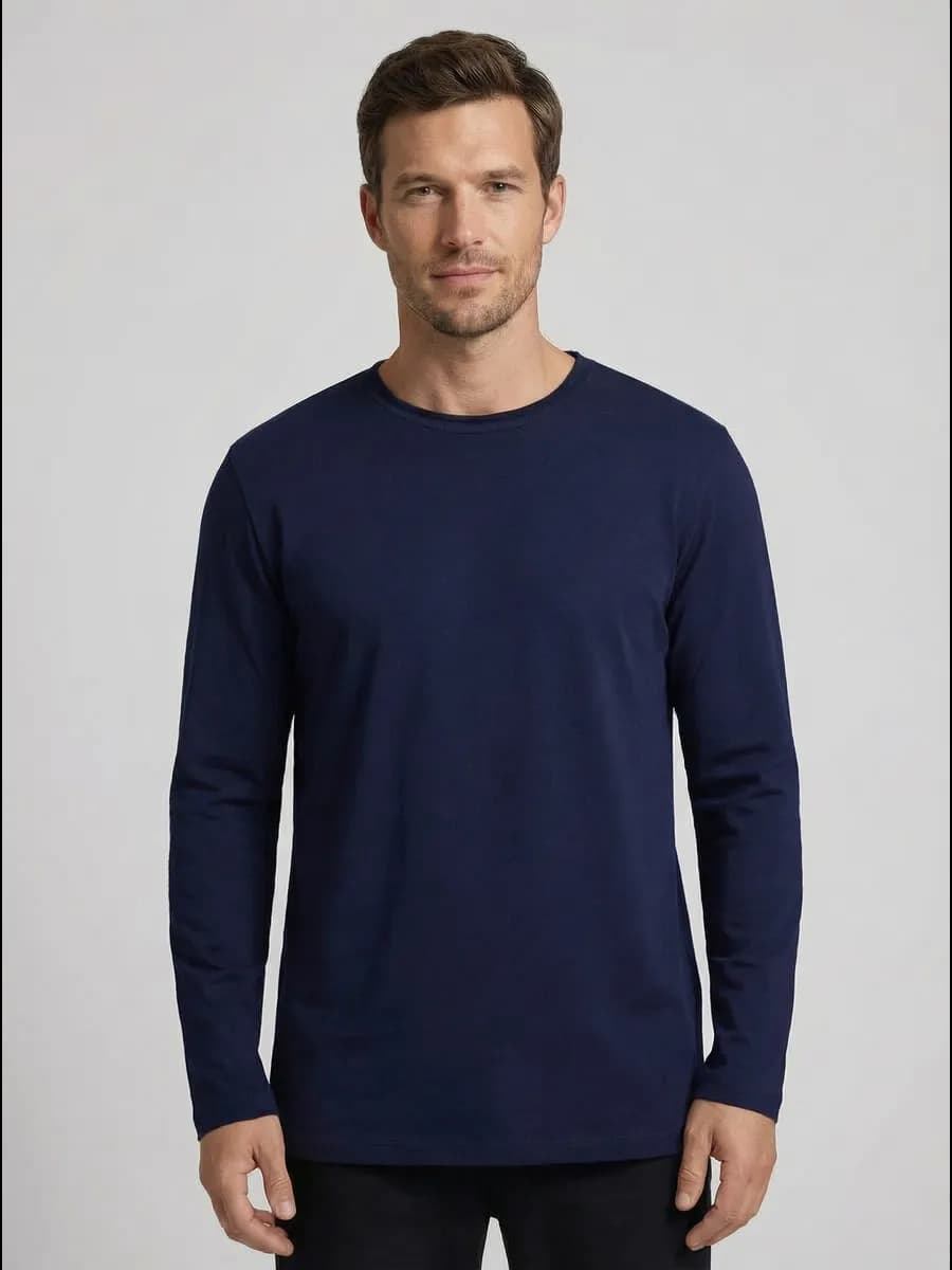 Лонгслив с длинным рукавом однотонный