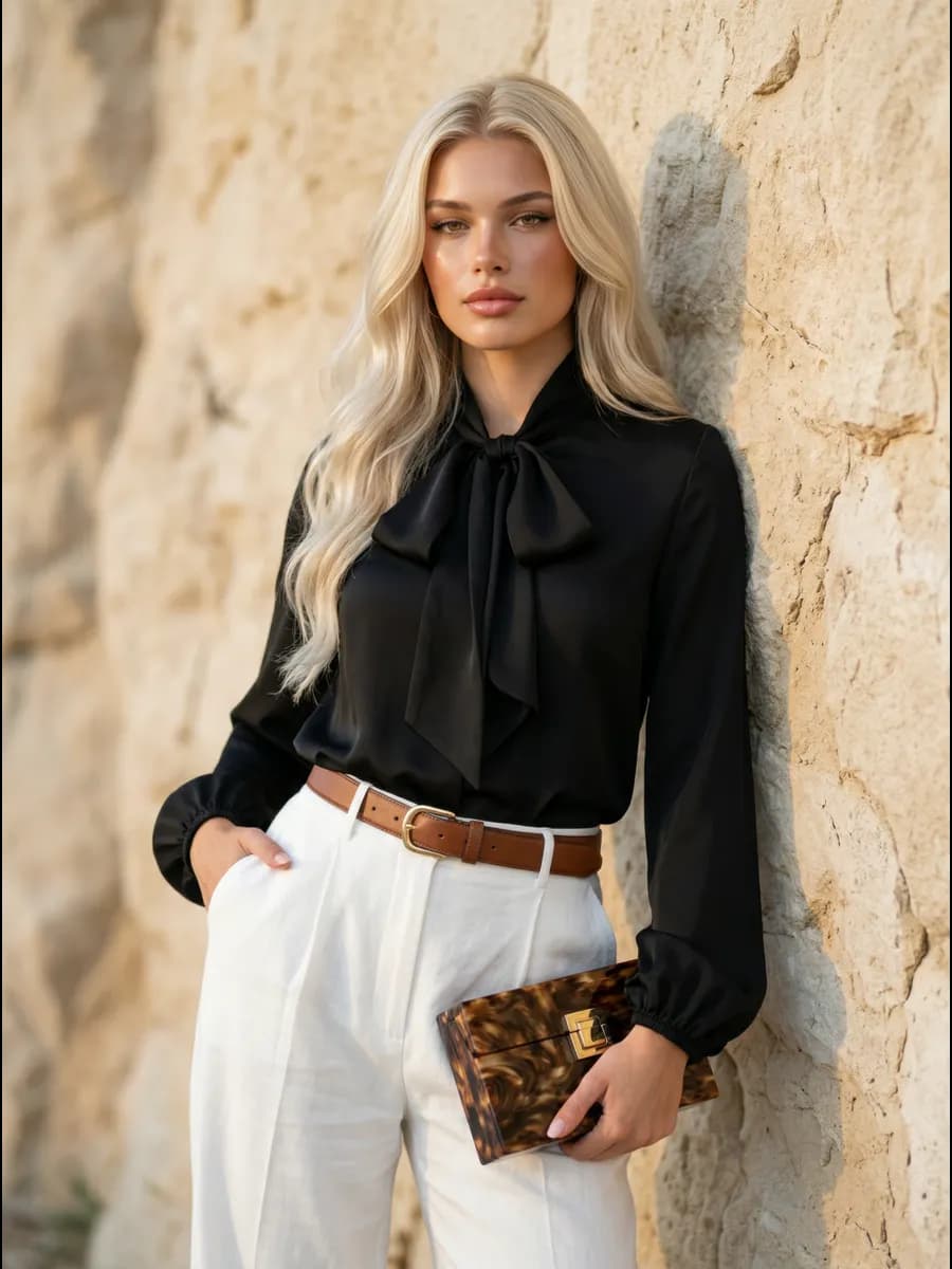 Блузка нарядная с бантом