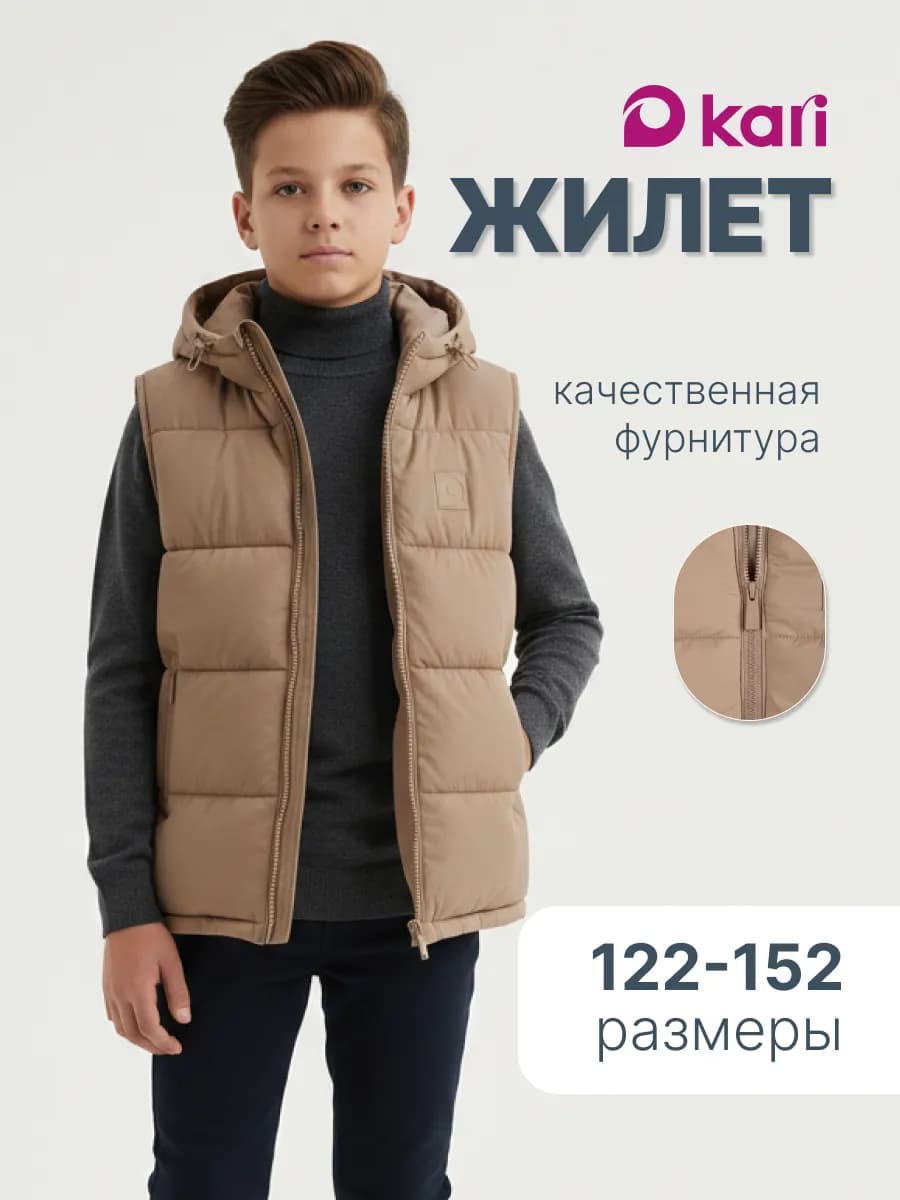 Жилетка для мальчика утепленная с капюшоном