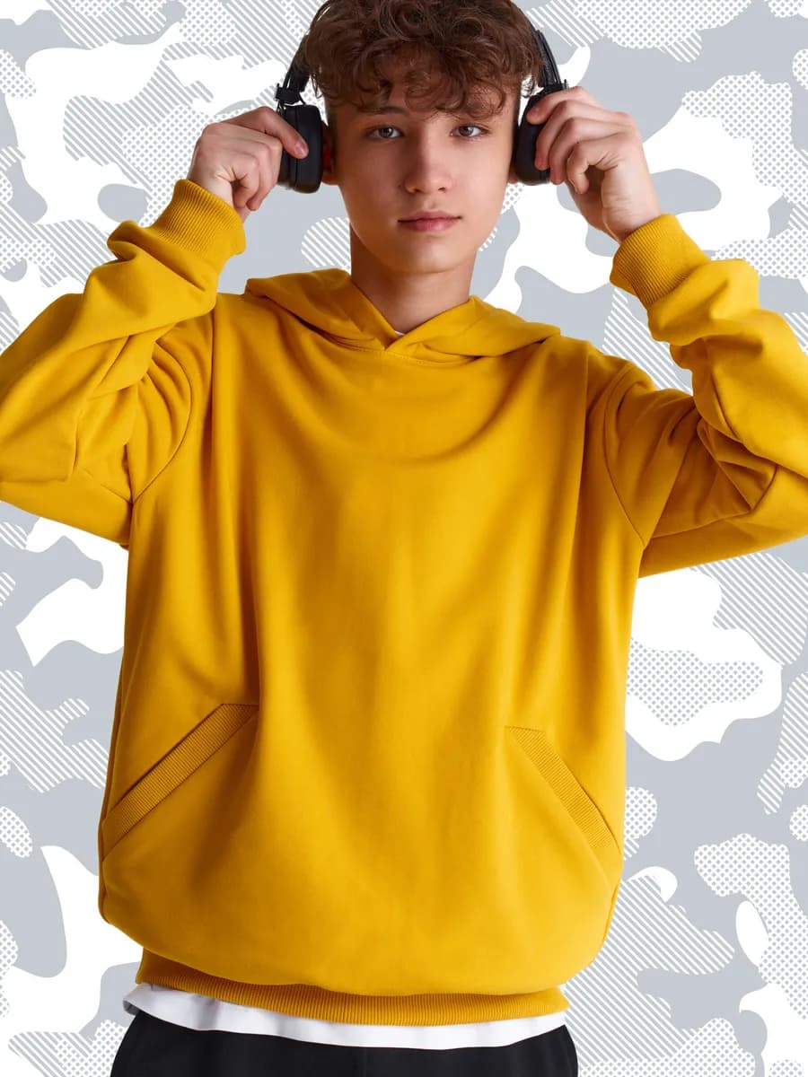 Худи оверсайз для мальчика подростка без начеса с капюшоном