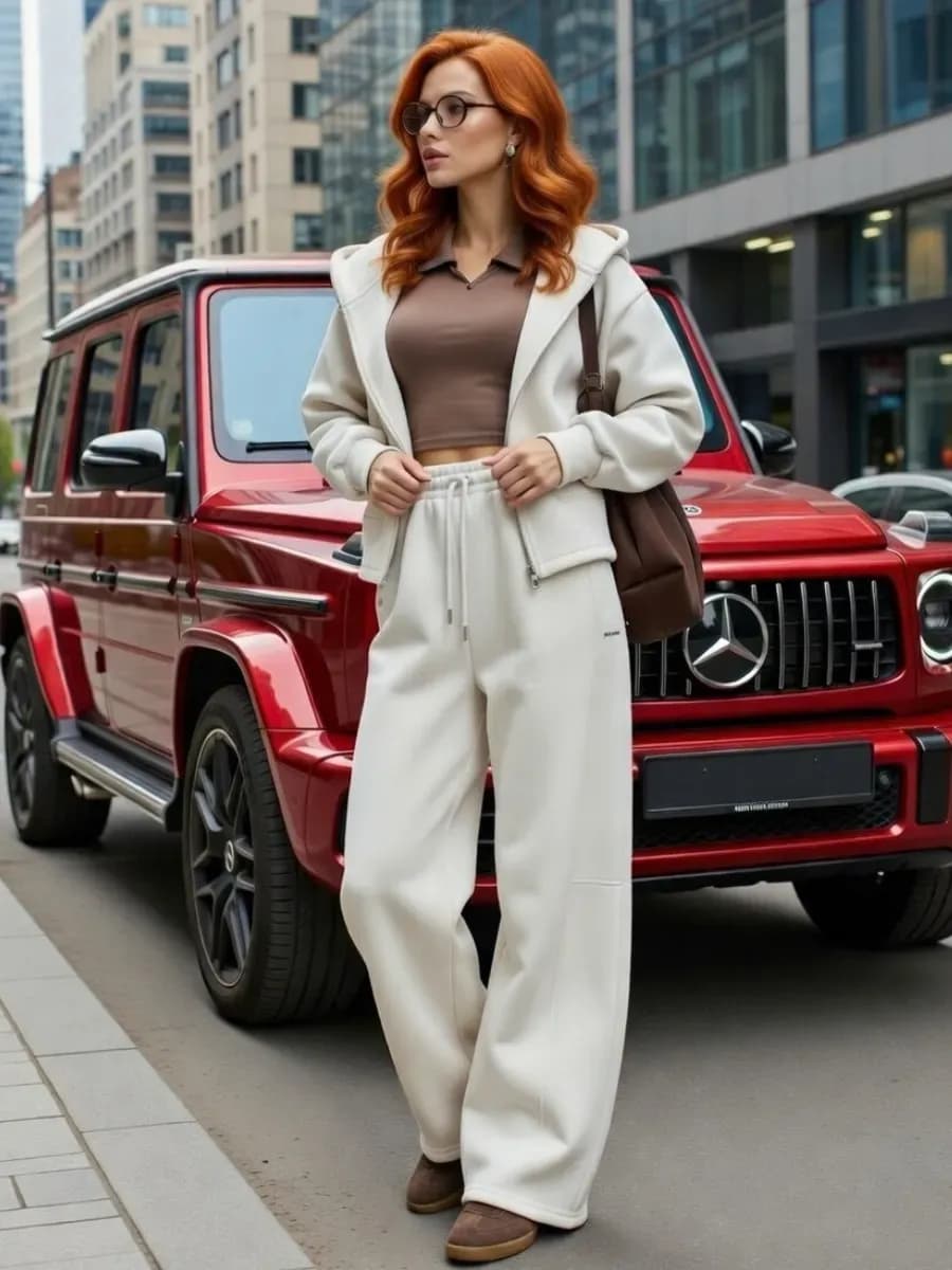 Костюм спортивный зип худи с широкими штанами