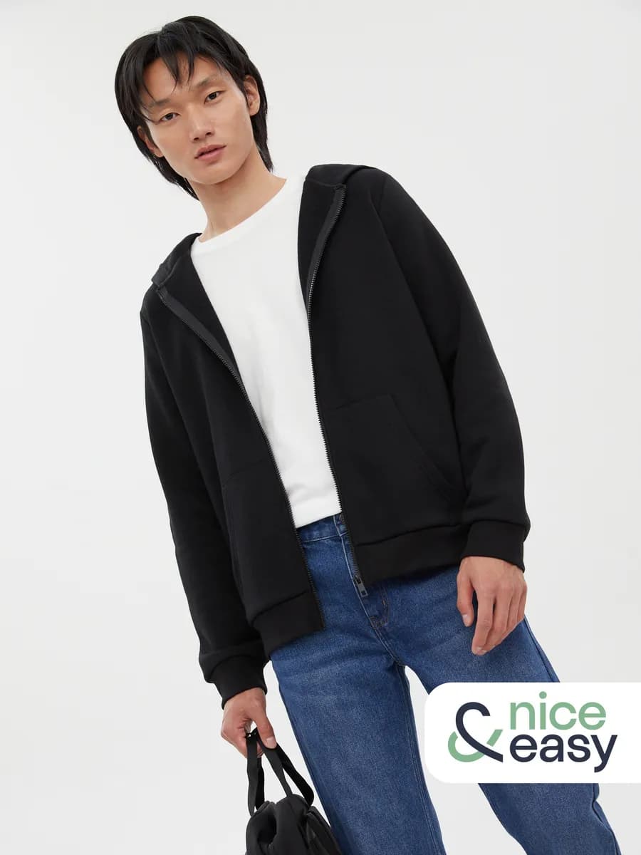 Мужская толстовка на молнии однотонная