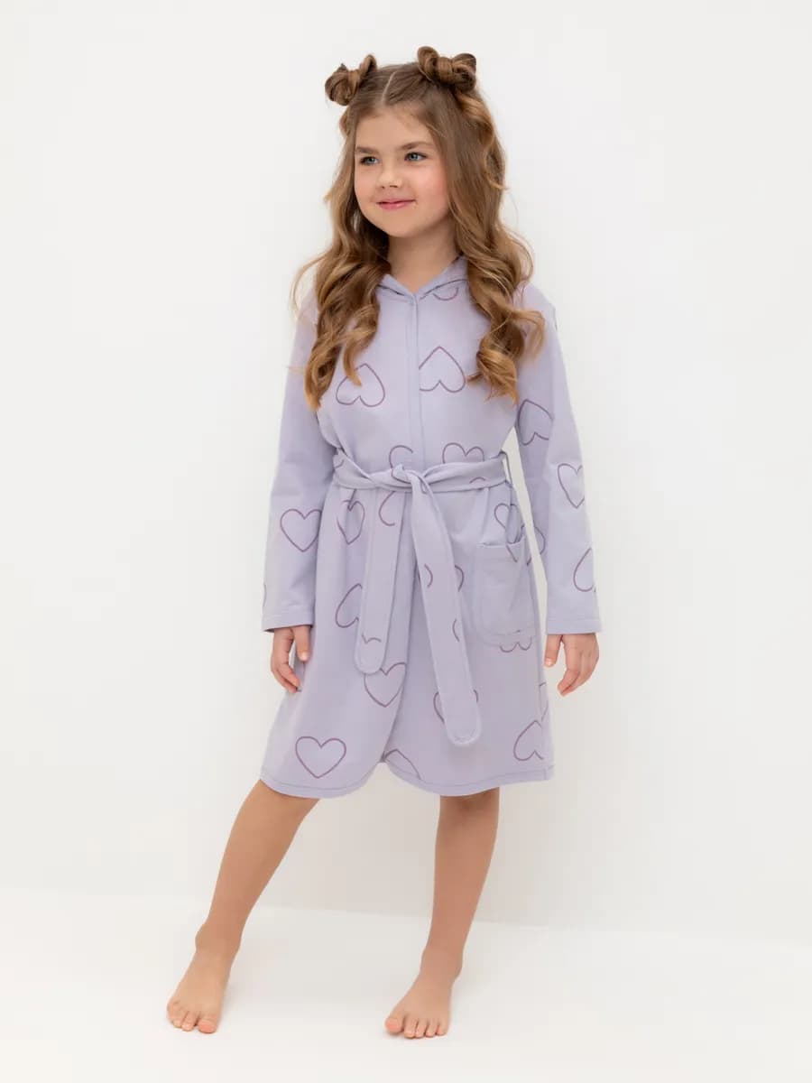 Трикотажный халат из петельчатого футера для девочки