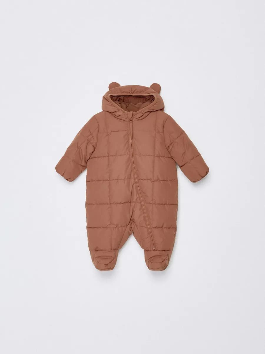 Демисезонный комбинезон стеганый с ушками на капюшоне