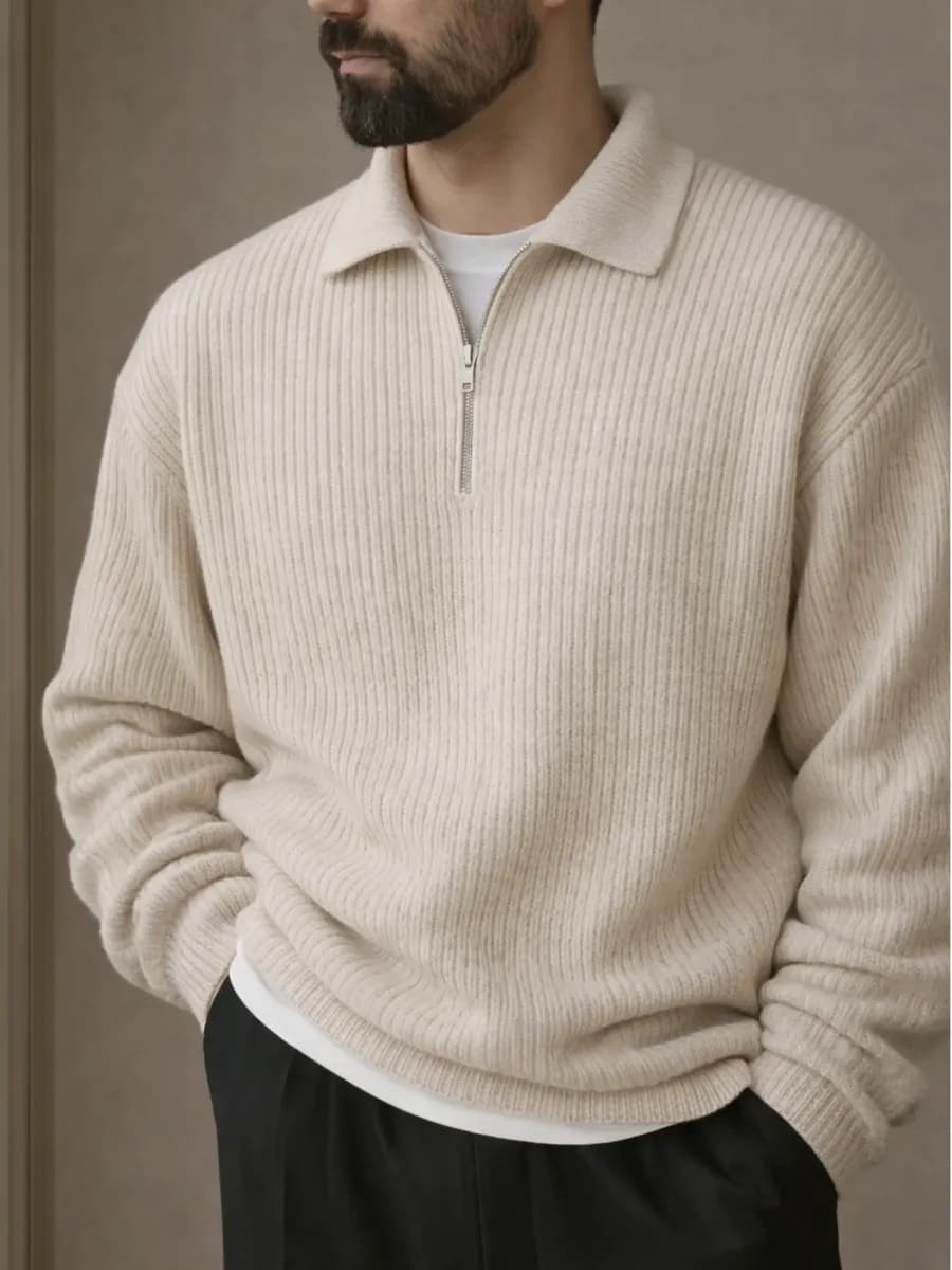 Свитер оверсайз вязаный, теплый