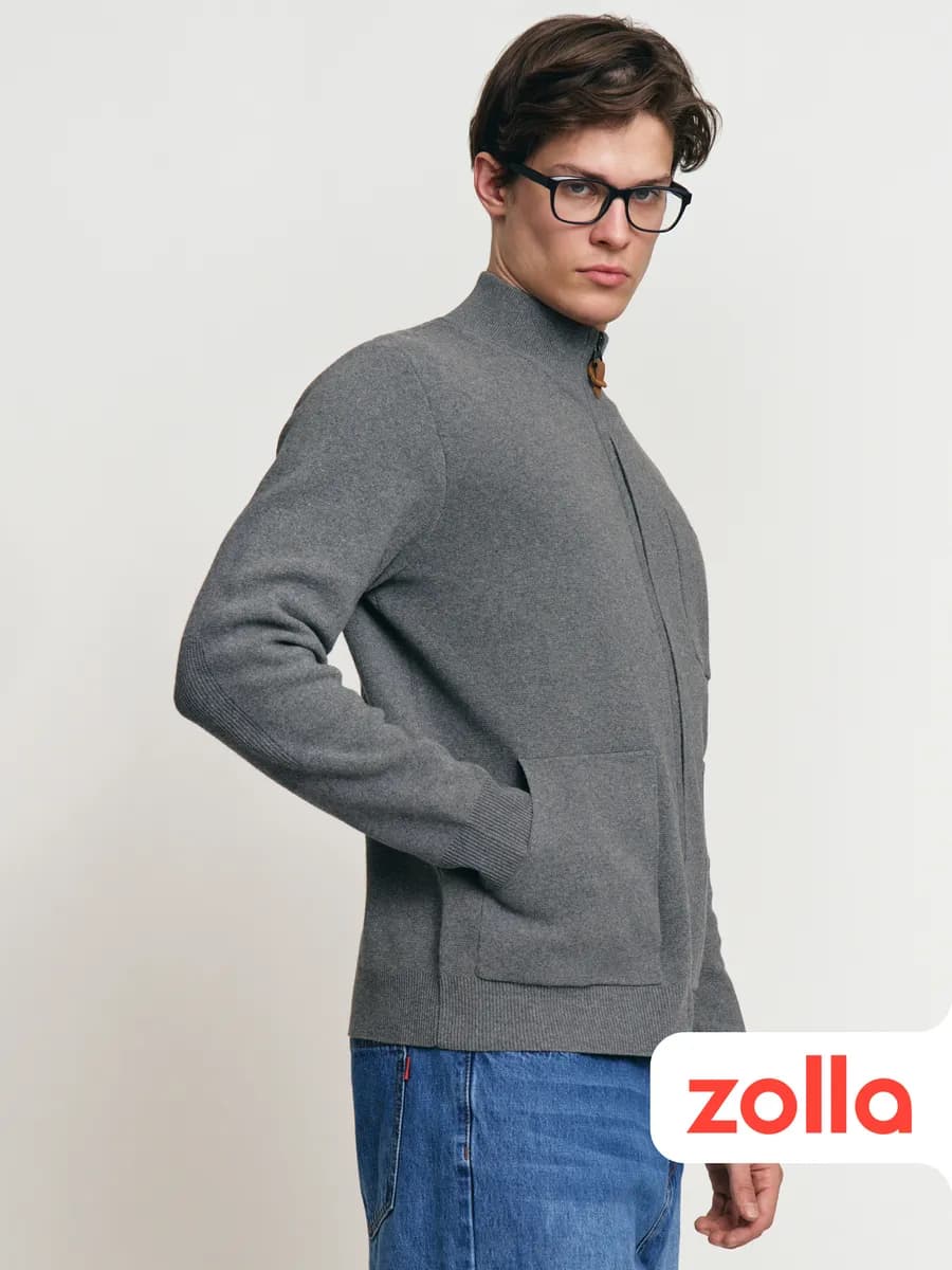 Мужская вязаная толстовка на молнии