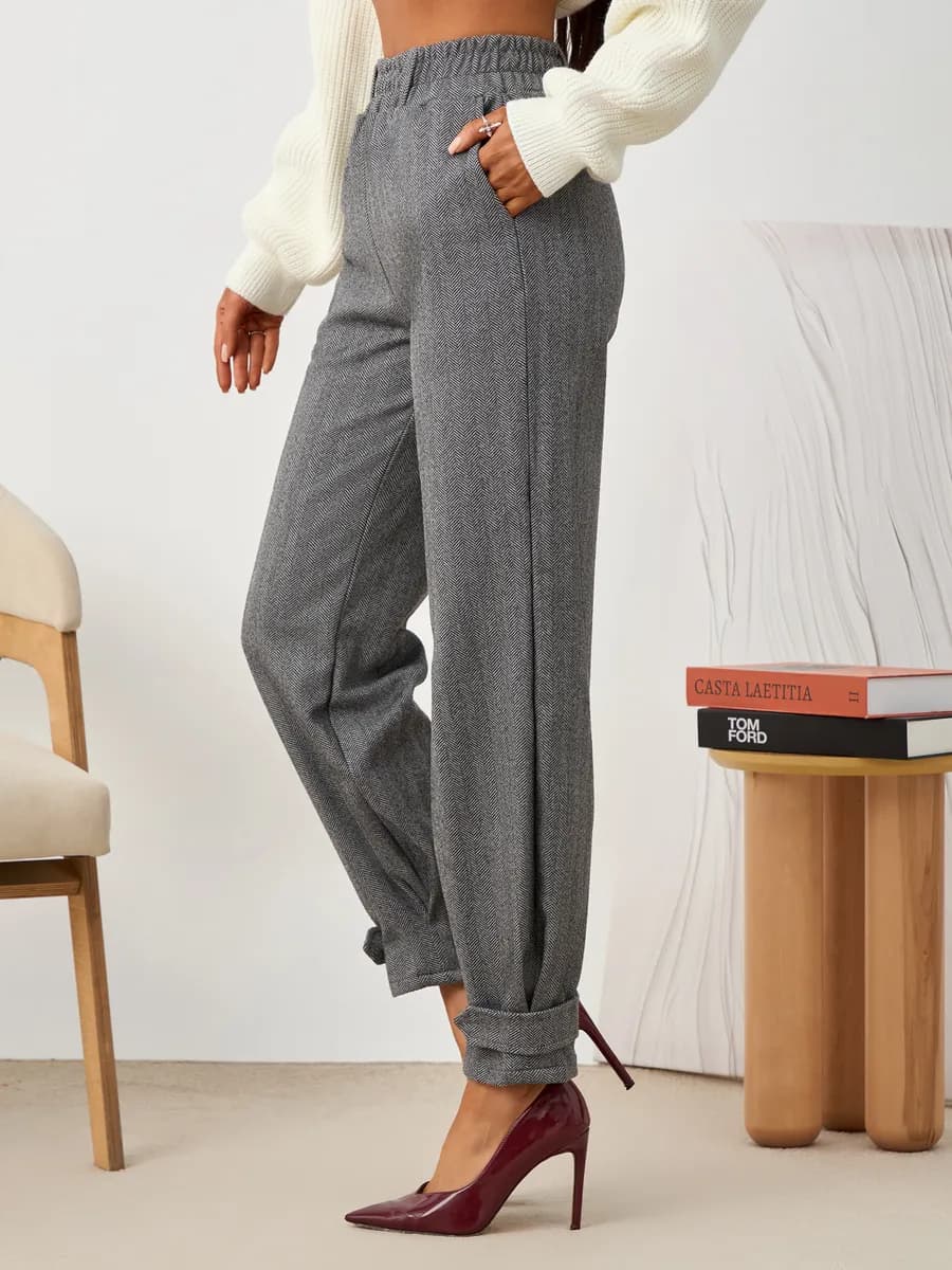 Брюки зауженные бананы классические теплые