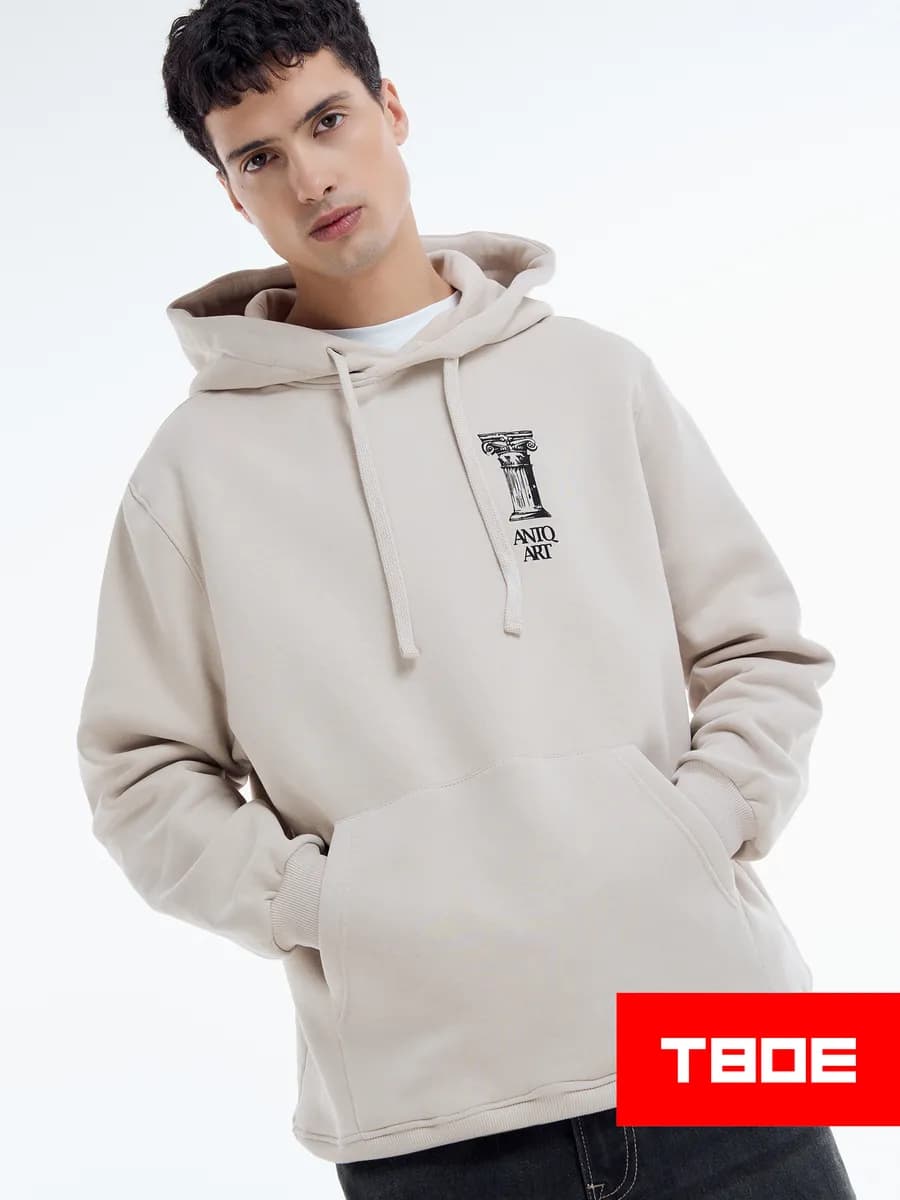 Худи оверсайз с принтом теплое с начесом