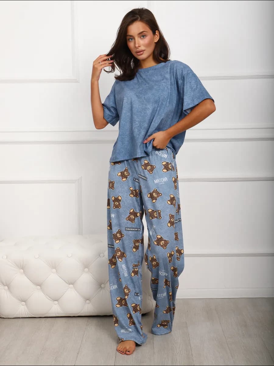 Пижама со штанами и футболкой большие размеры