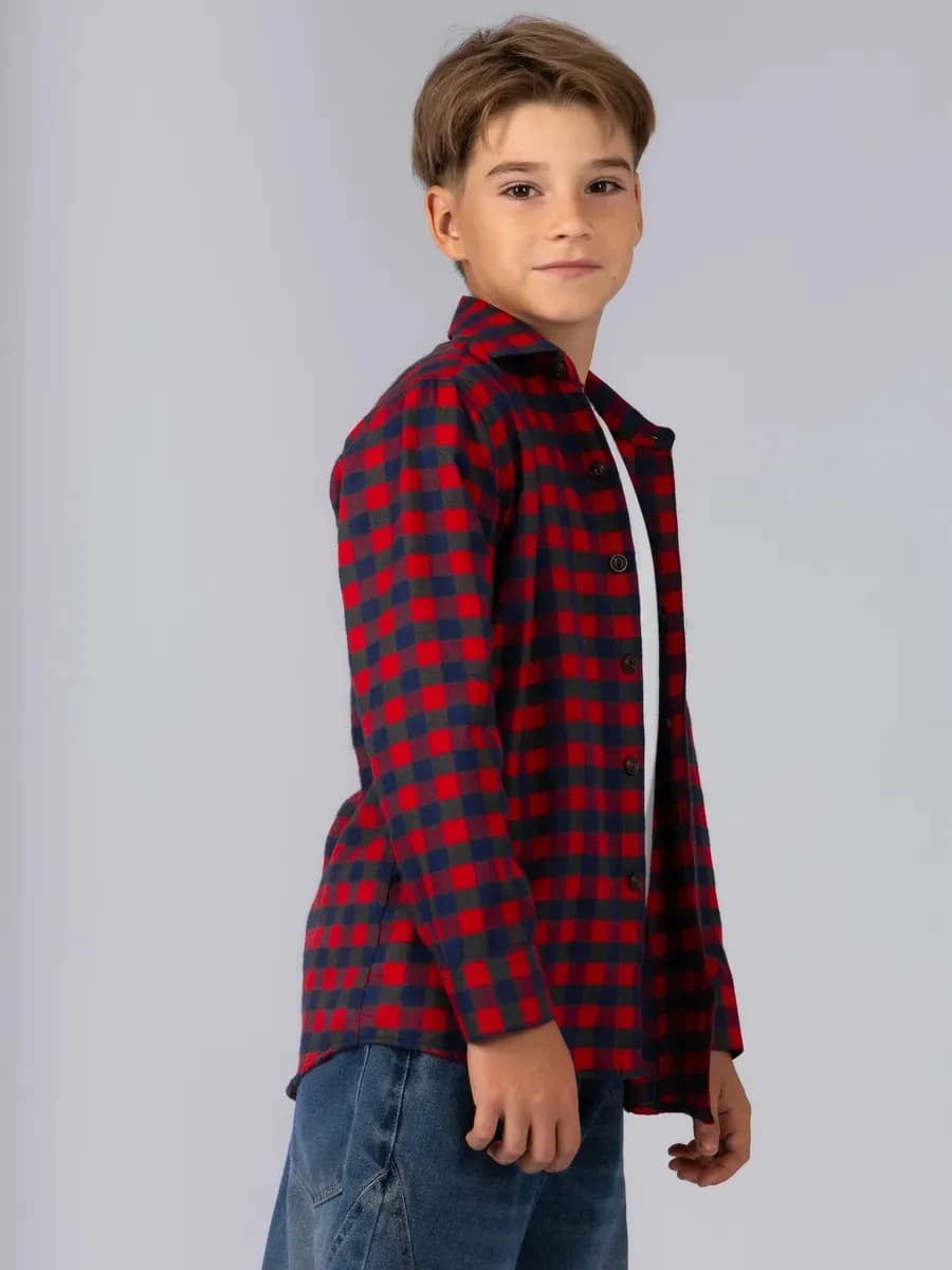 Рубашка теплая в клетку