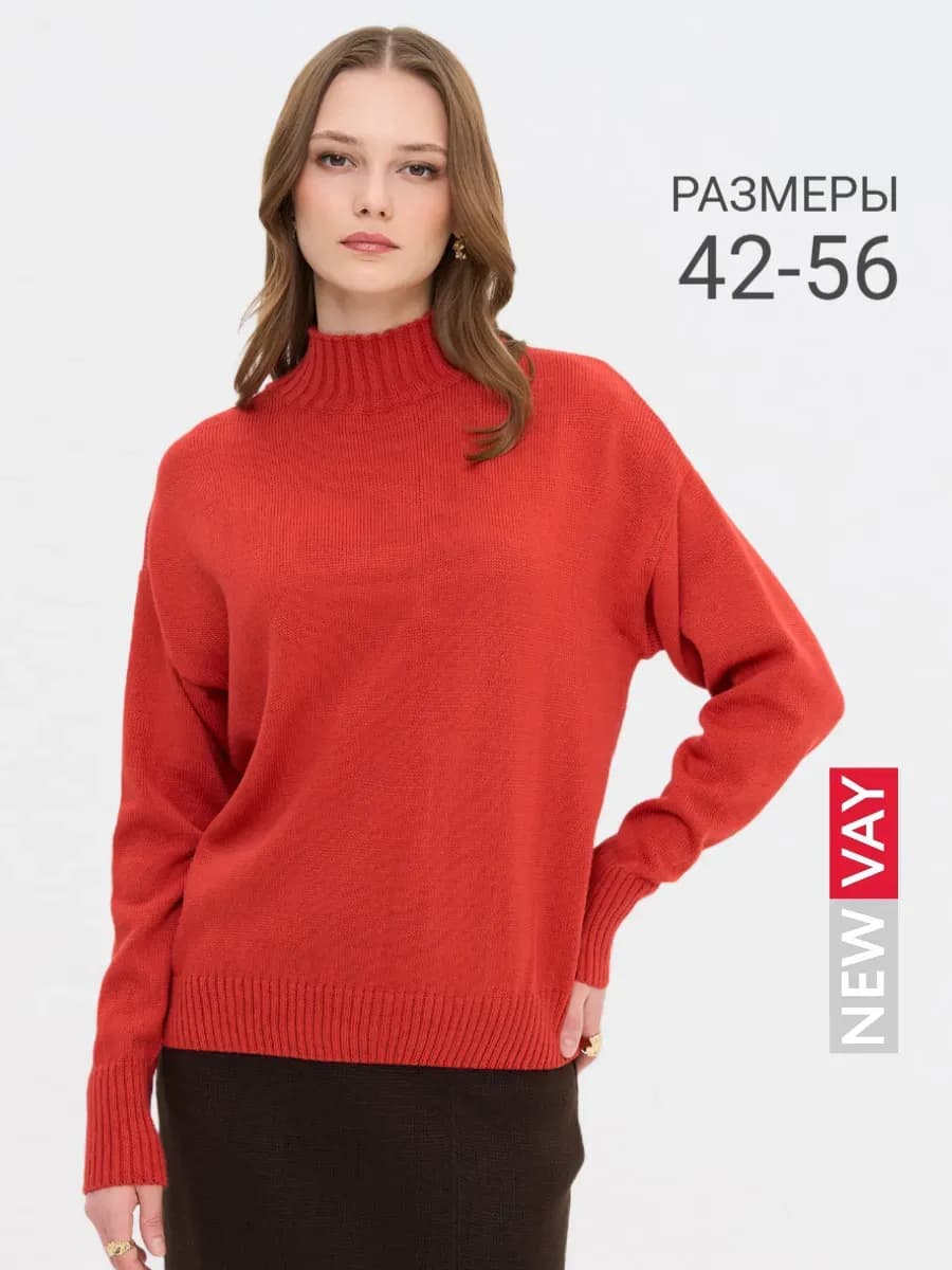 Пуловер тонкий теплый вязаный с горлом