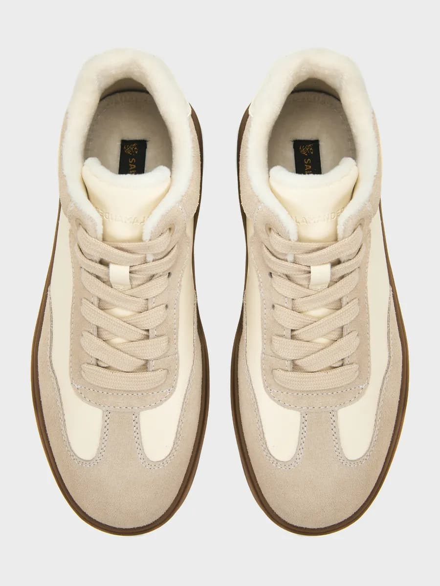 Кеды осенние натуральная кожа высокие на шнурках и платформе