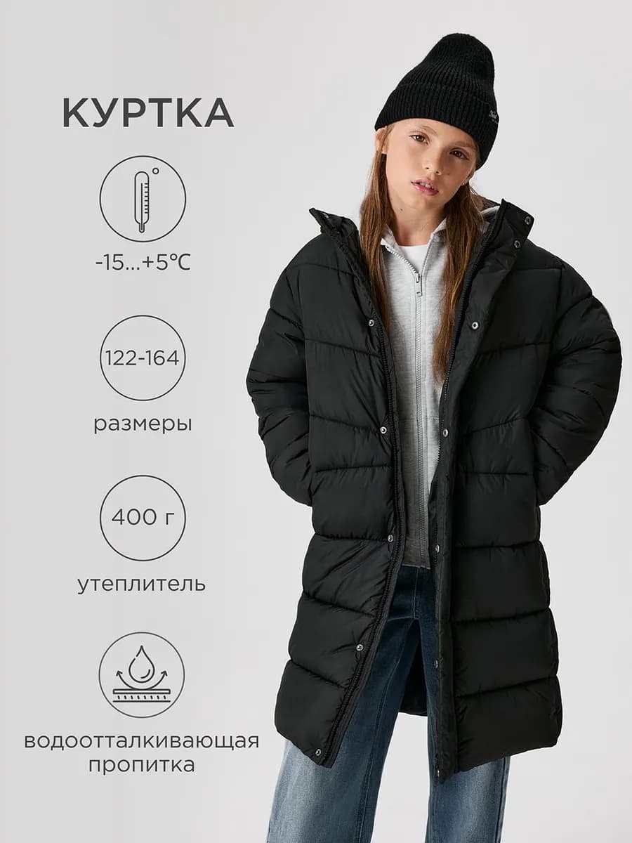 Пальто длинное стеганое зимнее