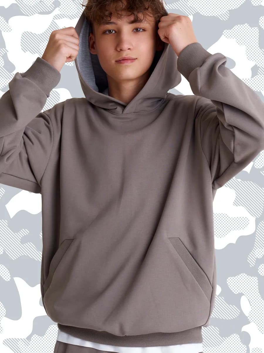 Худи оверсайз для мальчика подростка без начеса с капюшоном