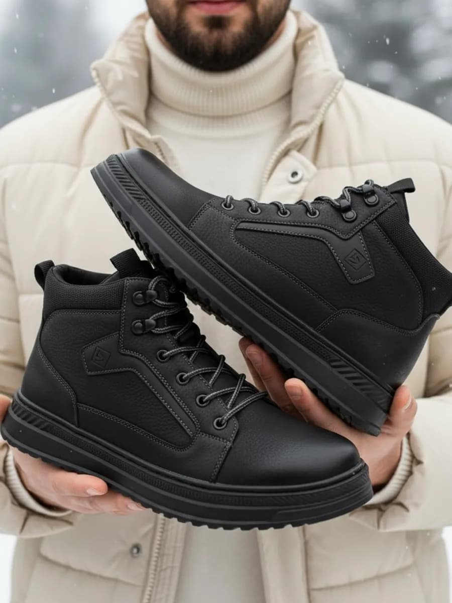 Ботинки зимние из натуральной кожи и меха