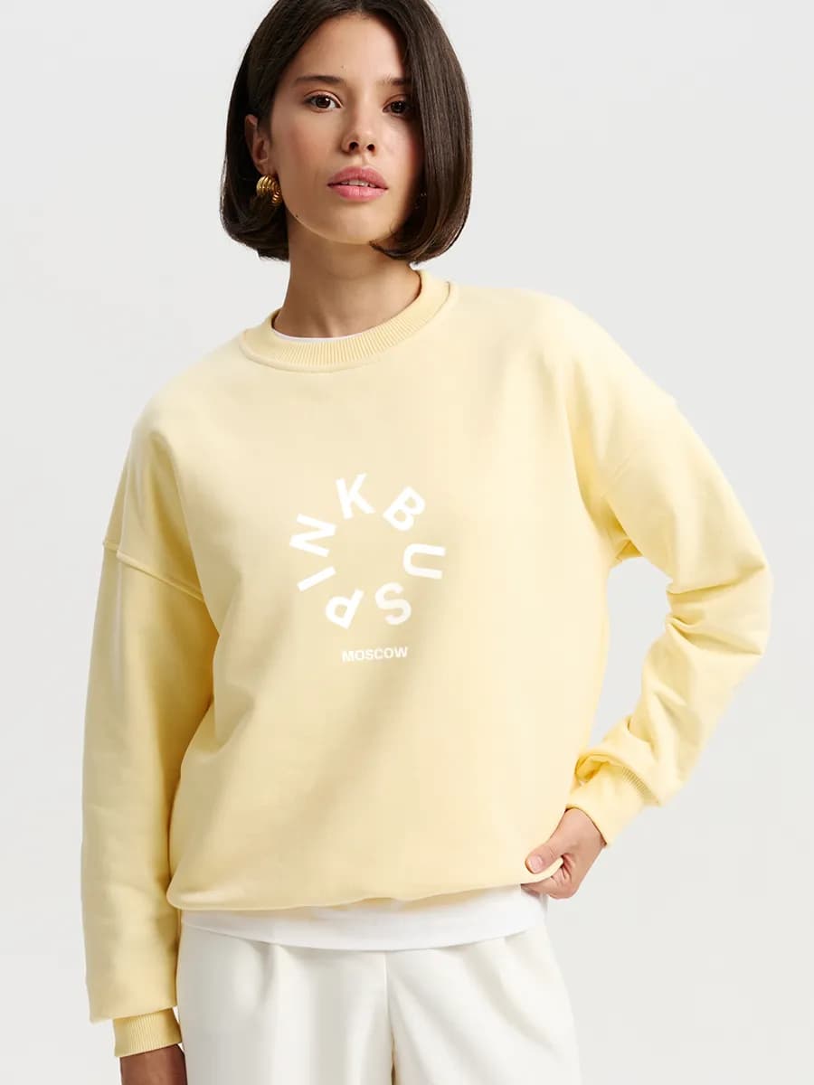 Свитшот с принтом без начеса