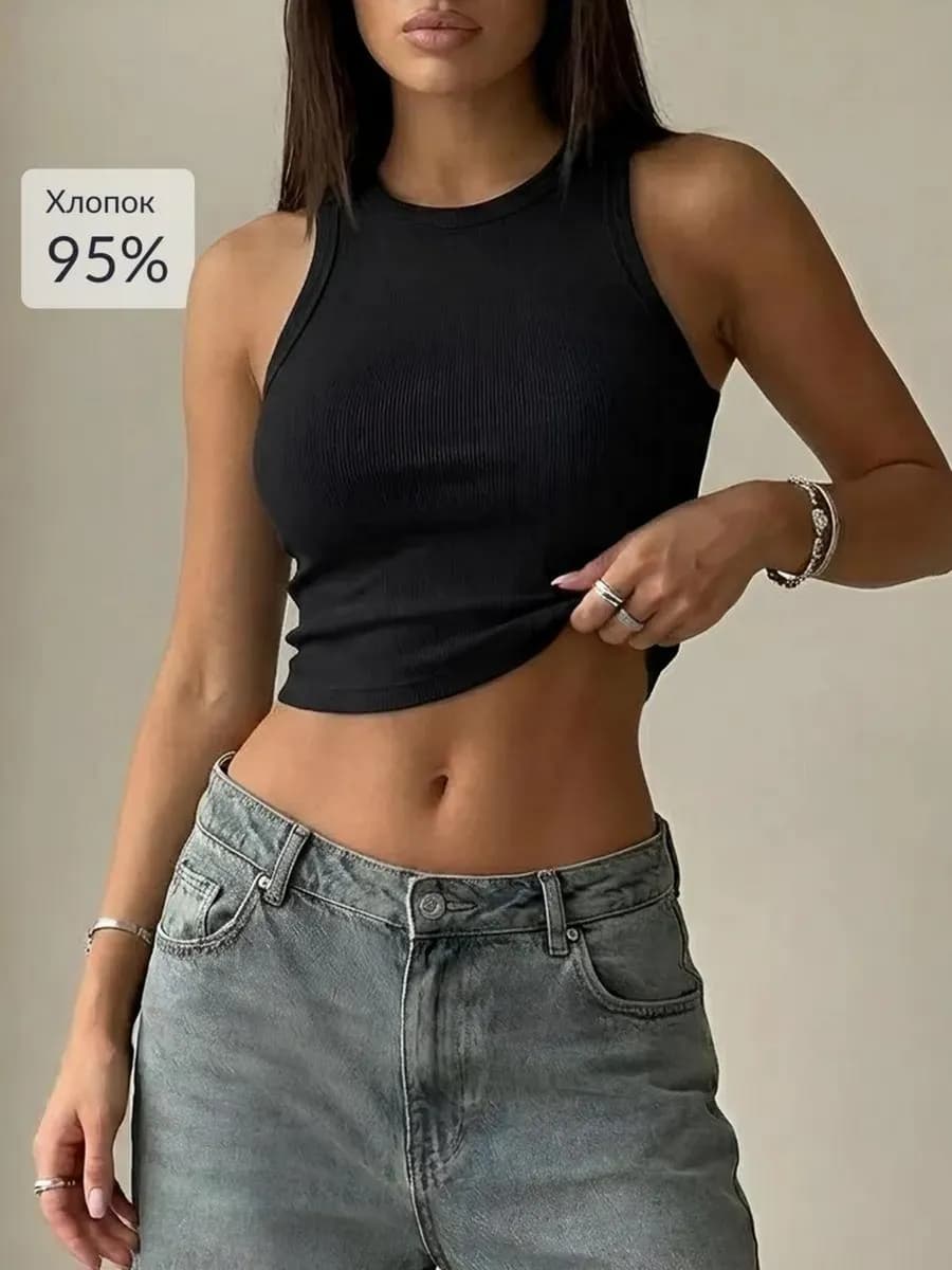 Майка лапша в рубчик хлопок