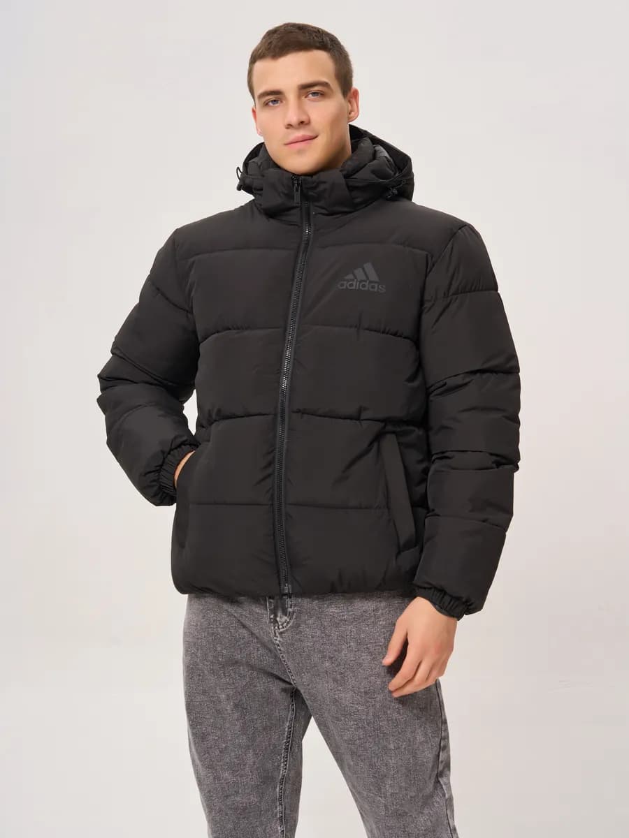 Куртка зимняя адидас мужская с капюшоном черная
