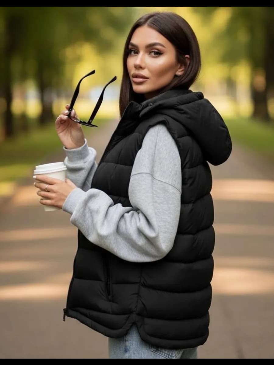 Жилетка безрукавка утепленная с капюшоном