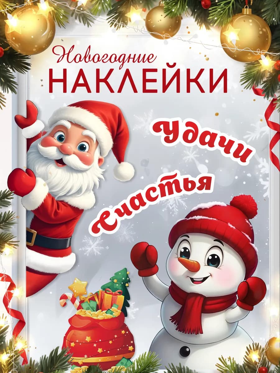 Наклейки новогодние на окна Новый год