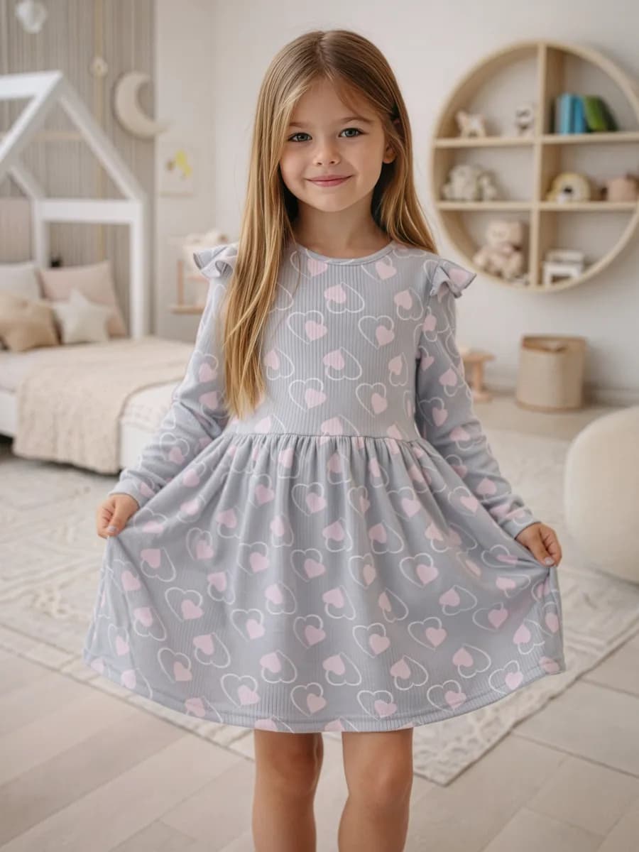 Платье в садик длинный рукав