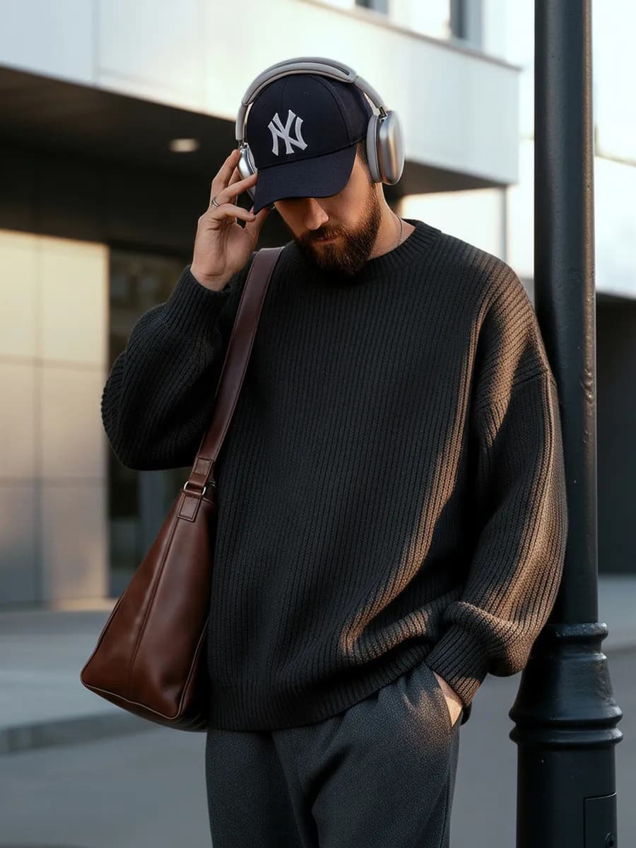 Свитер теплый оверсайз вязаный