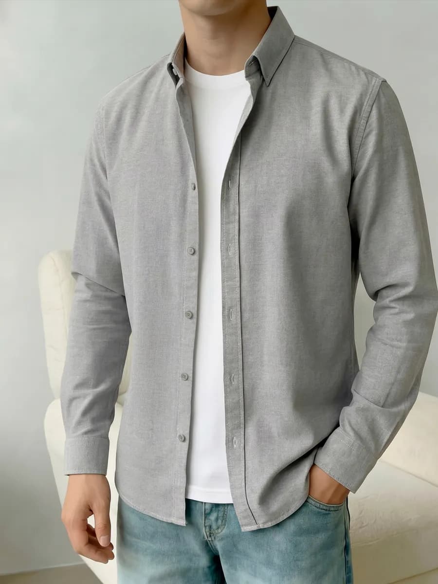 Рубашка с длинным рукавом оверсайз хлопковая