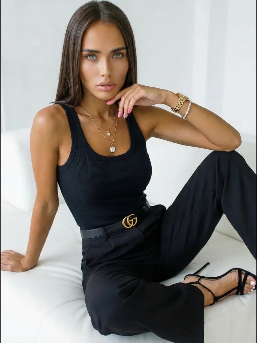 Майка бельевая удлиненная из хлопка в рубчик