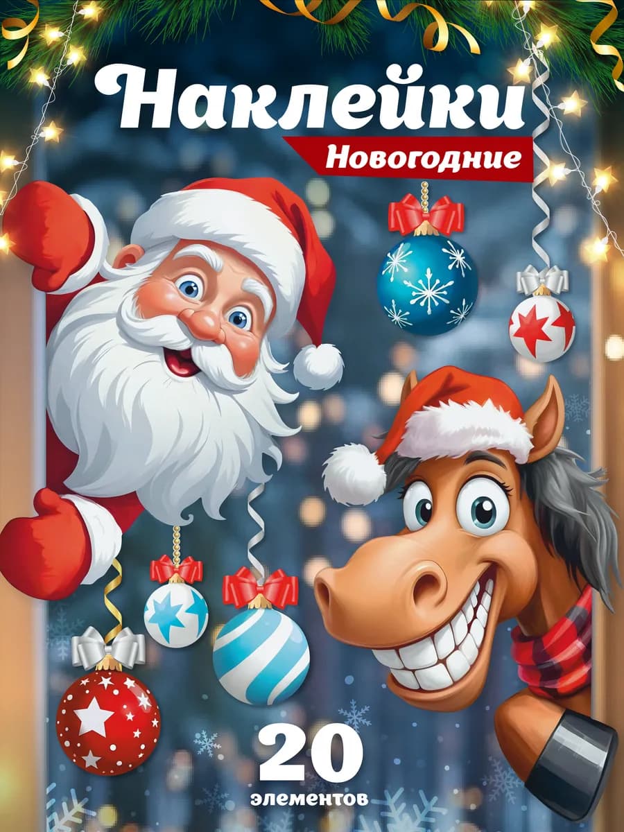 Наклейки новогодние на окна Новый год