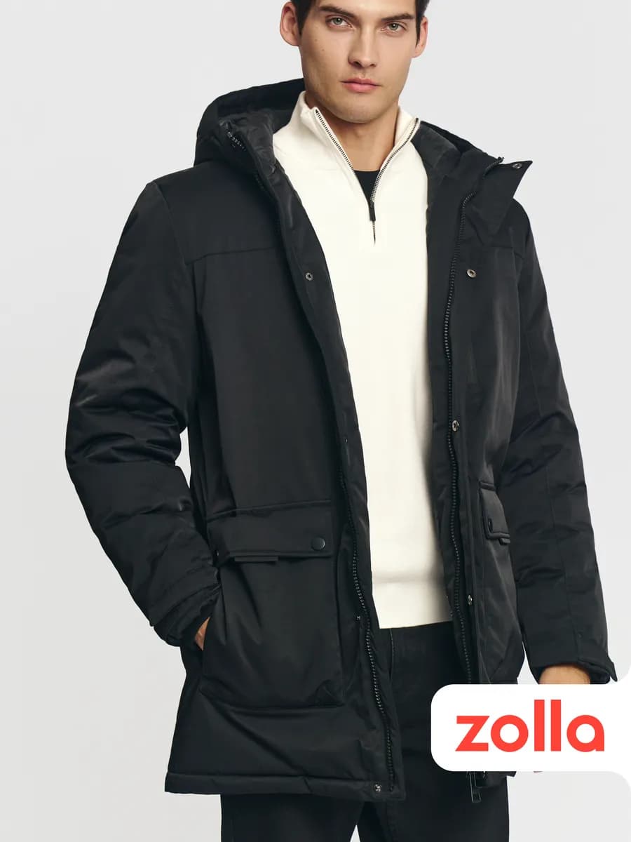 Тёплая мужская куртка-парка с капюшоном