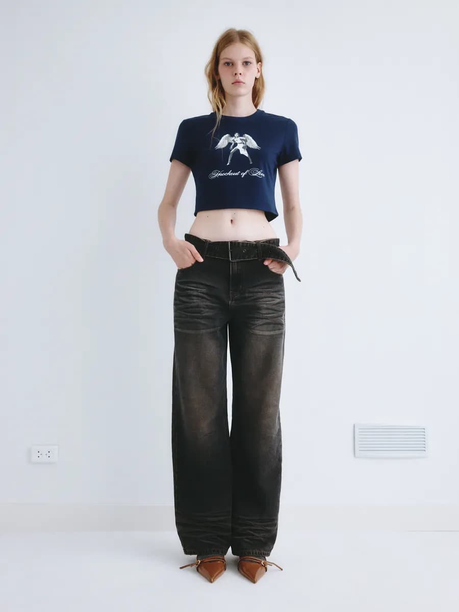 Джинсы barrel с ремнем из линейки Young