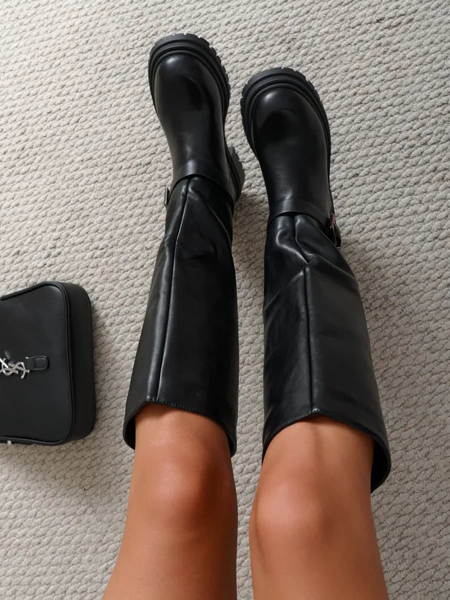 черные сапоги высокие демисезонные