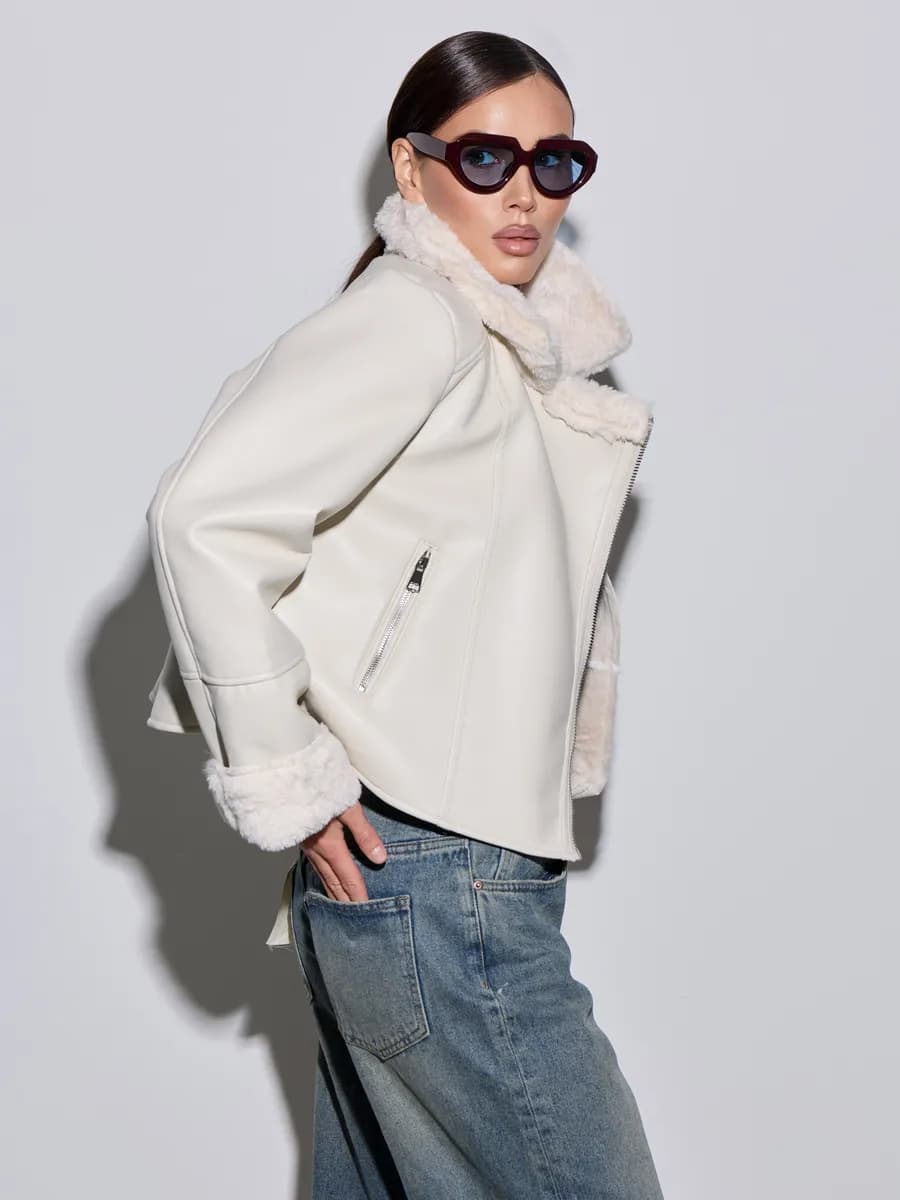 Дубленка авиатор короткая демисезонная осень-зима