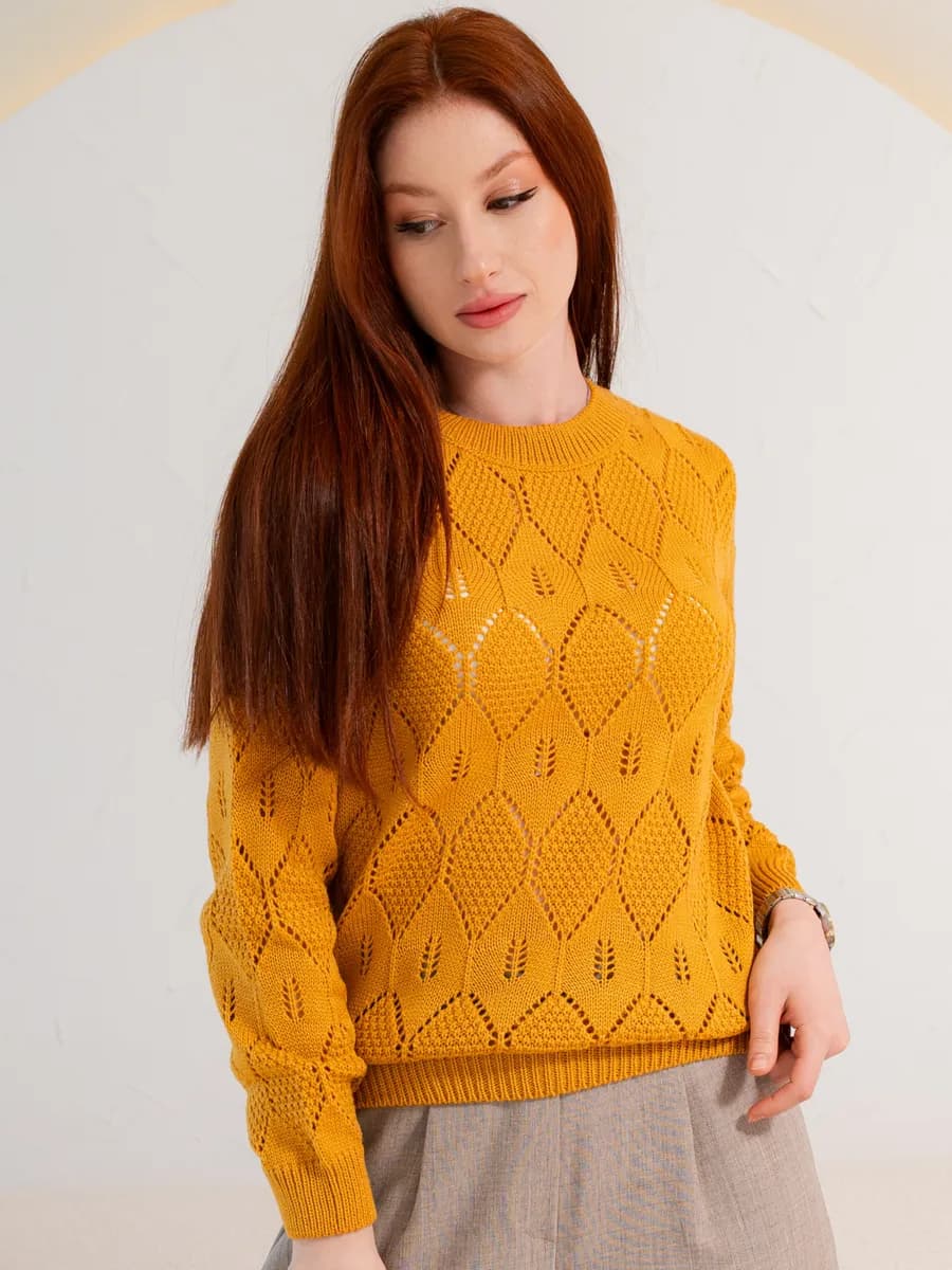 Свитер вязаный ажурный джемпер женский теплый нарядный