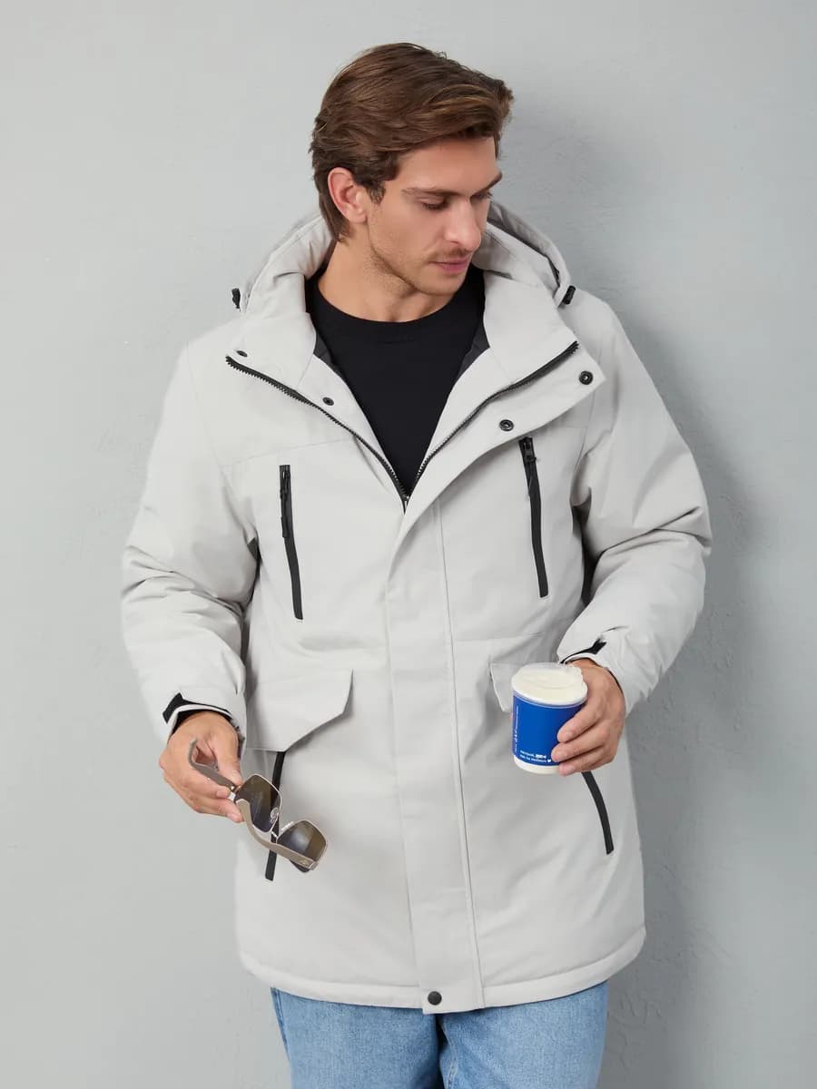 Куртка демисезонная удлиненная с капюшоном