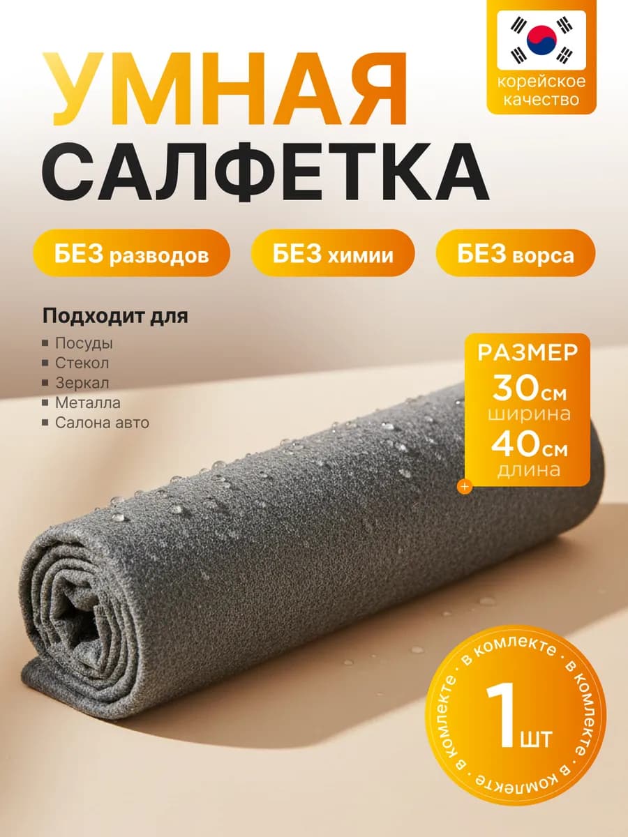 Корейская салфетка для уборки без разводов