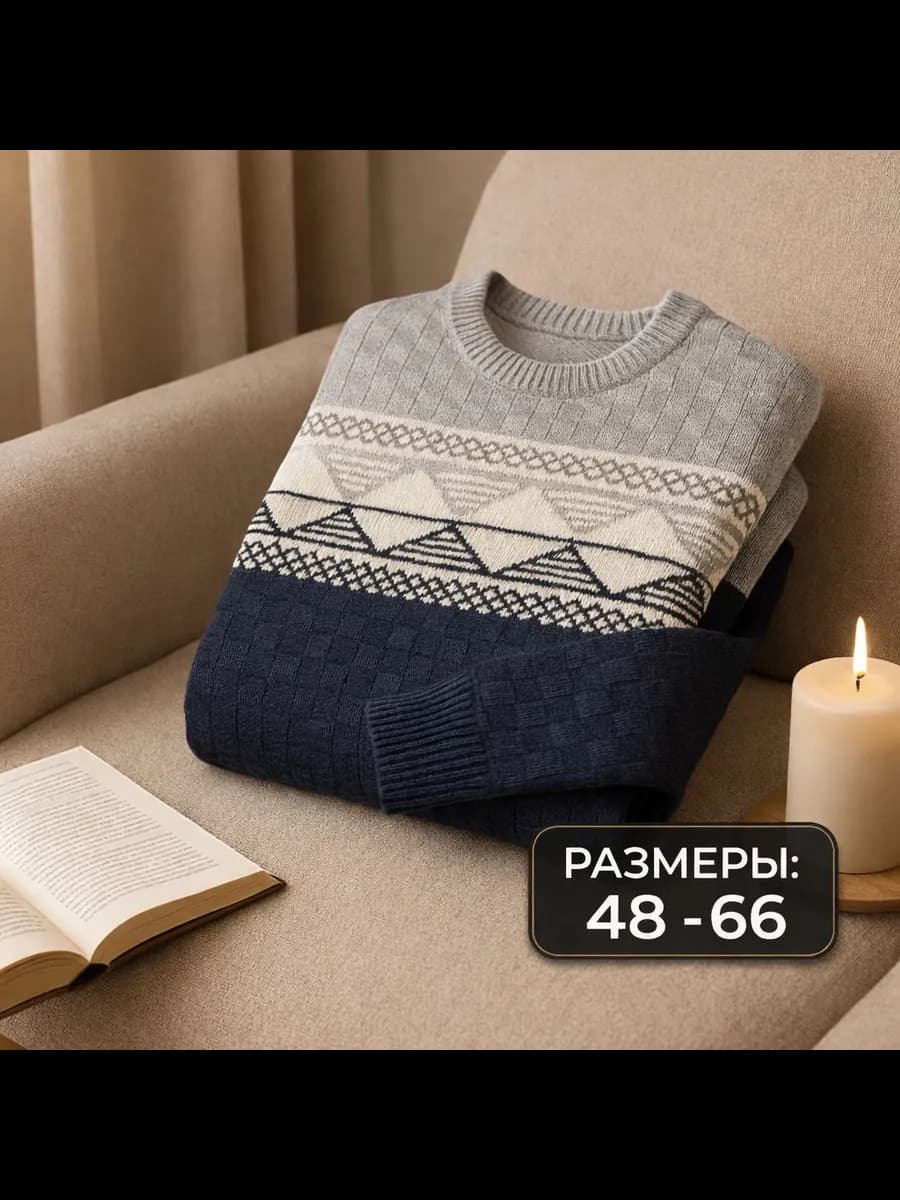 Свитер теплый вязаный