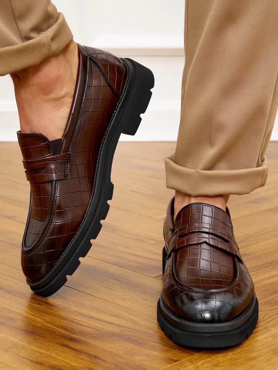 Лоферы кожаные туфли на высокой платформе