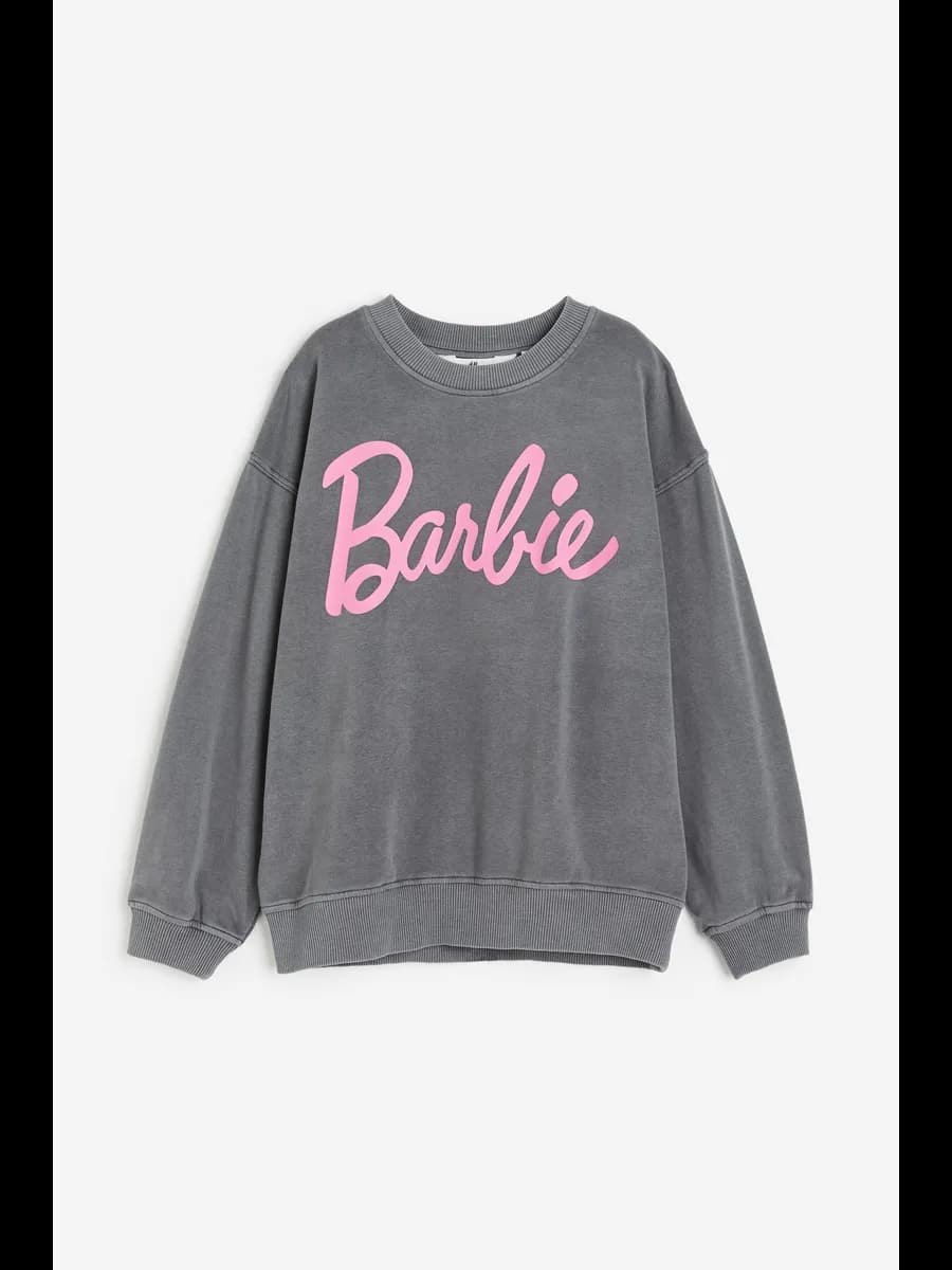 Свитшот детский оверсайз с принтом Барби с начесом
