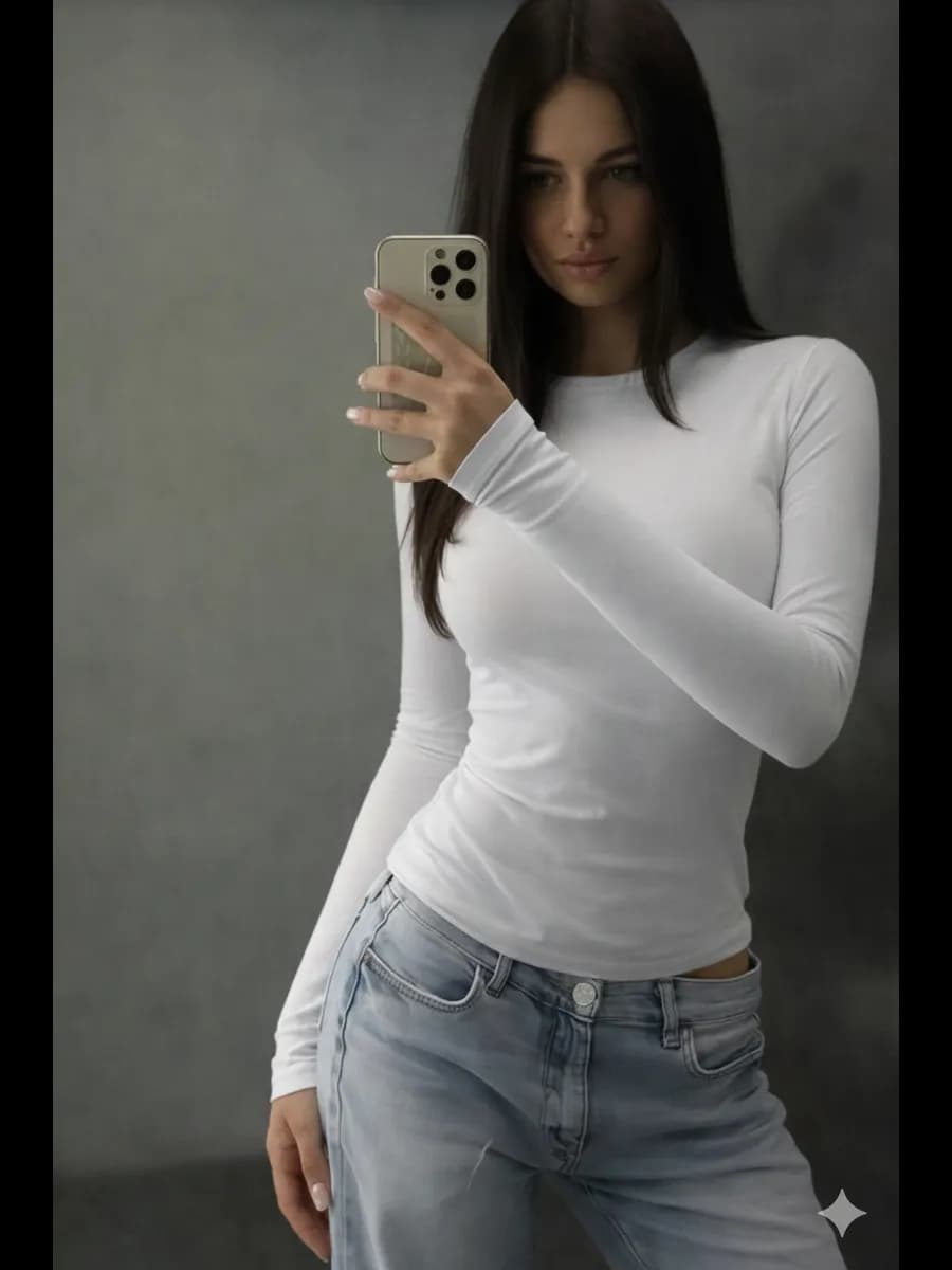 Белый облегающий женский лонгслив под пиджак скимс
