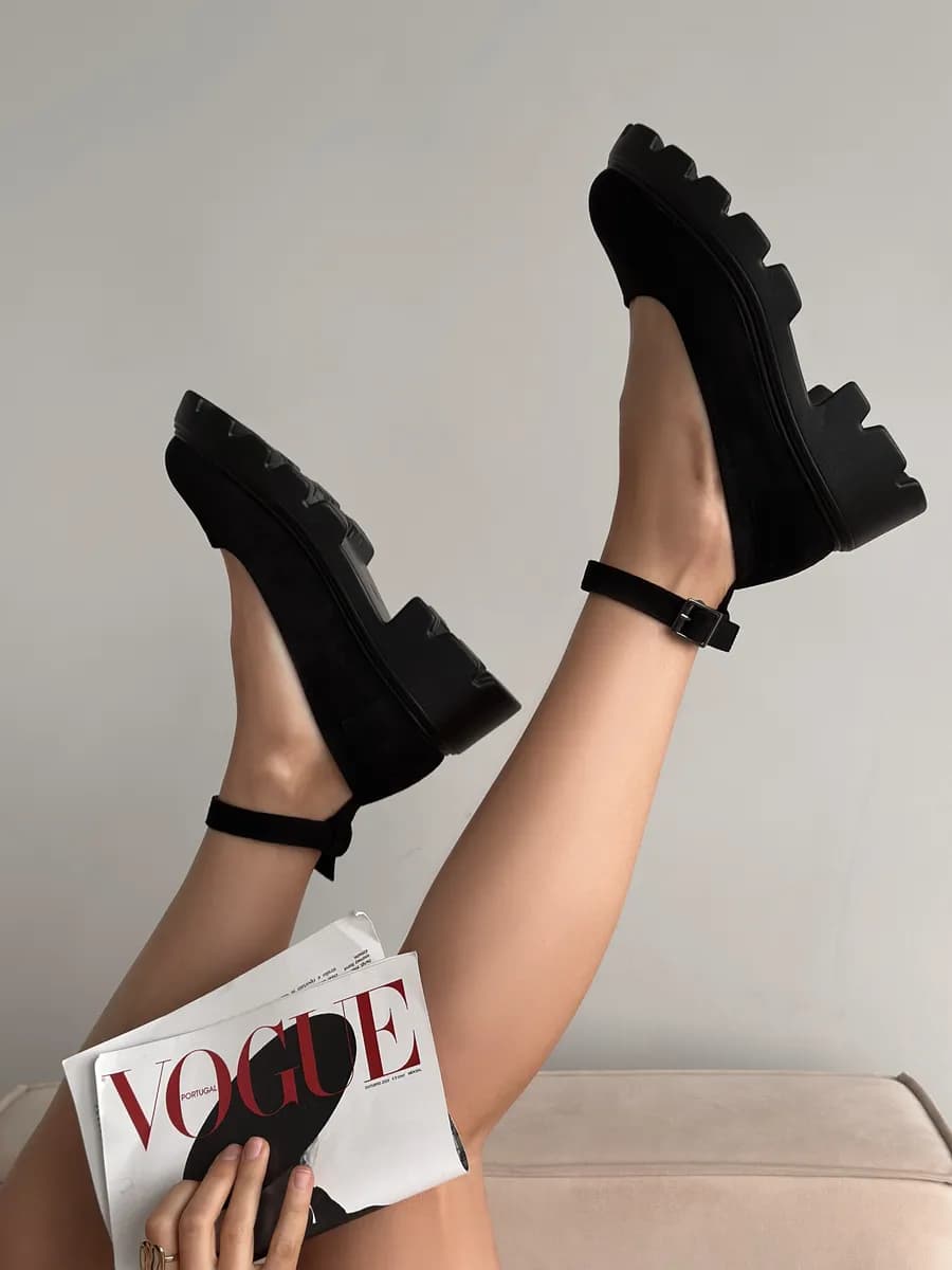 Туфли мэри джейн замшевые на платформе