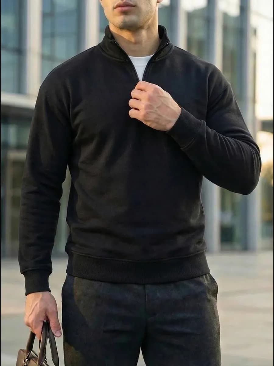 Джемпер на молнии классический однотонный