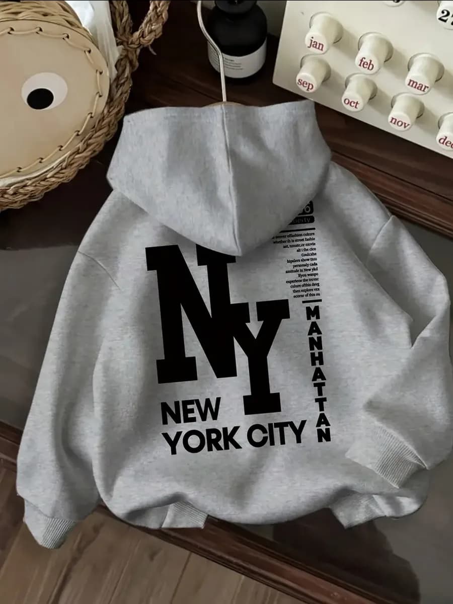 Худи оверсайз с принтом и капюшоном