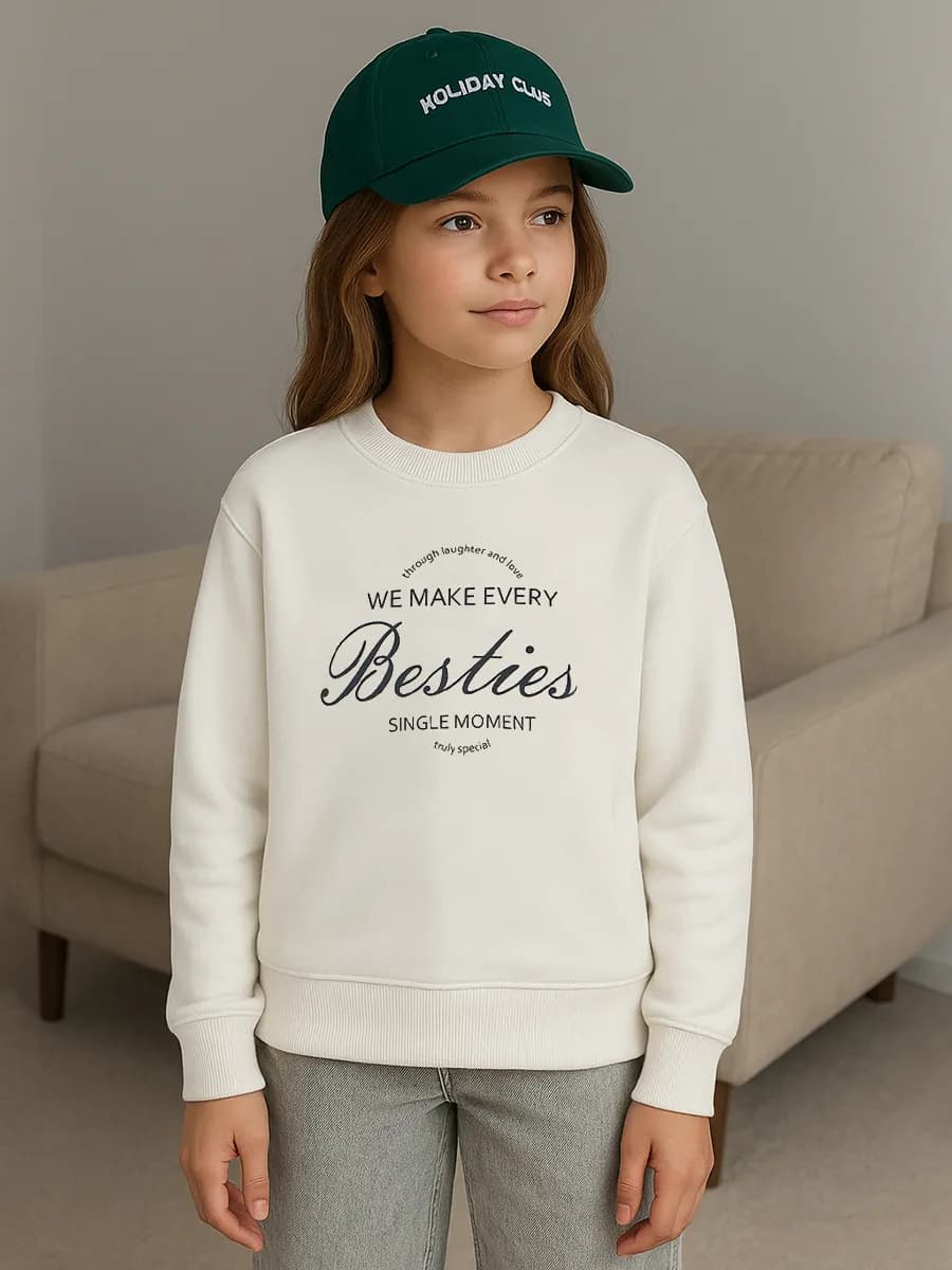 Свитшот с начесом оверсайз с принтом