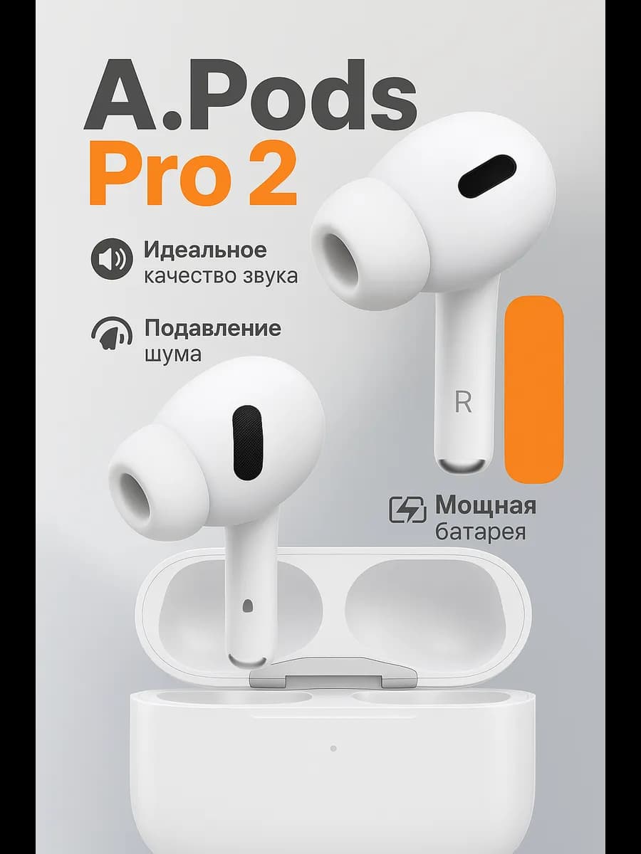 Наушники беспроводные Apods PRO 2 для iPhone и Android