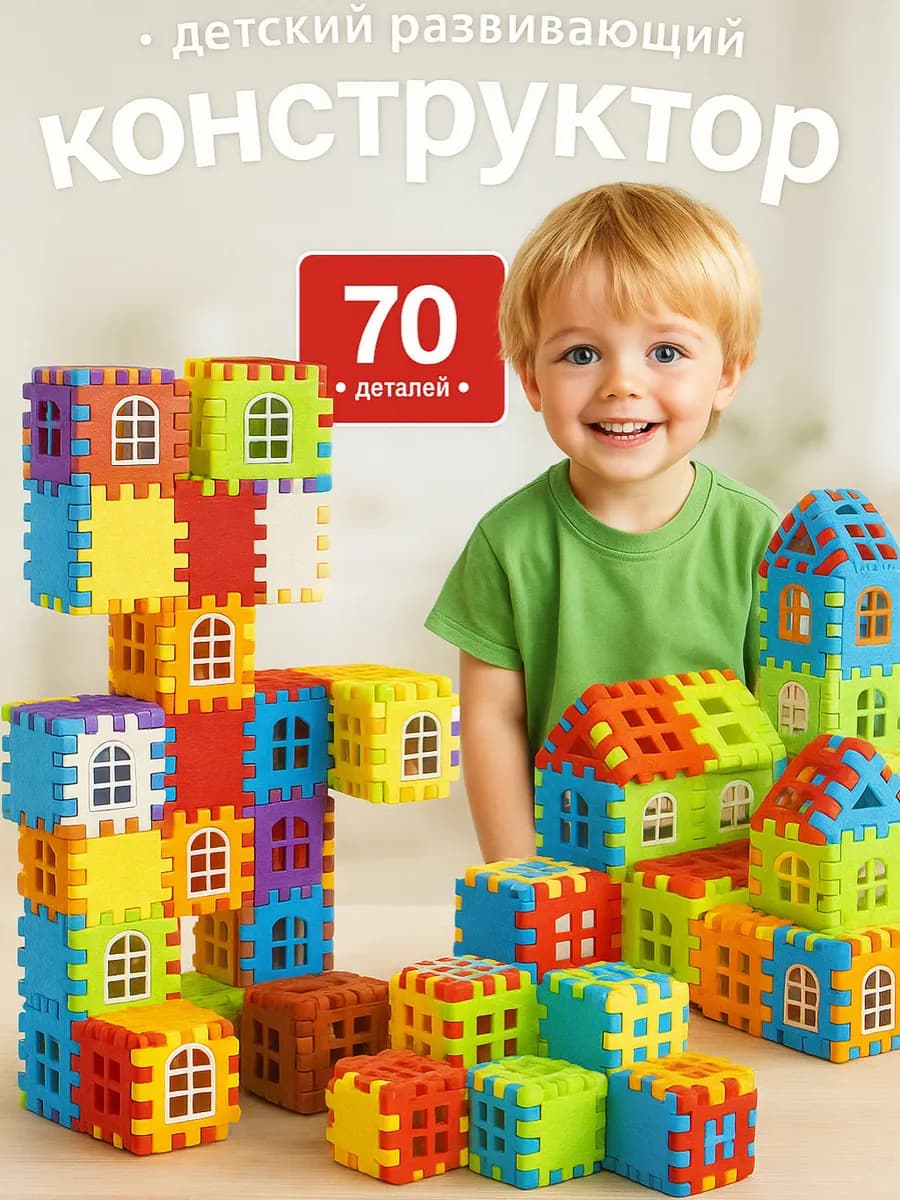 Развивающий детский конструктор 70 деталей